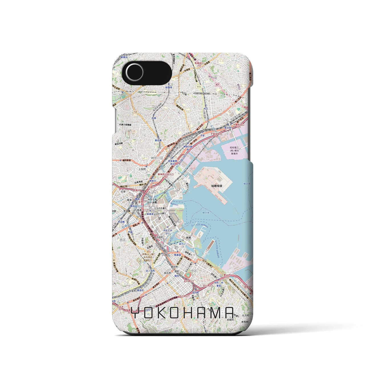 【横浜3(神奈川県)】地図柄iPhoneケース(バックカバータイプ)