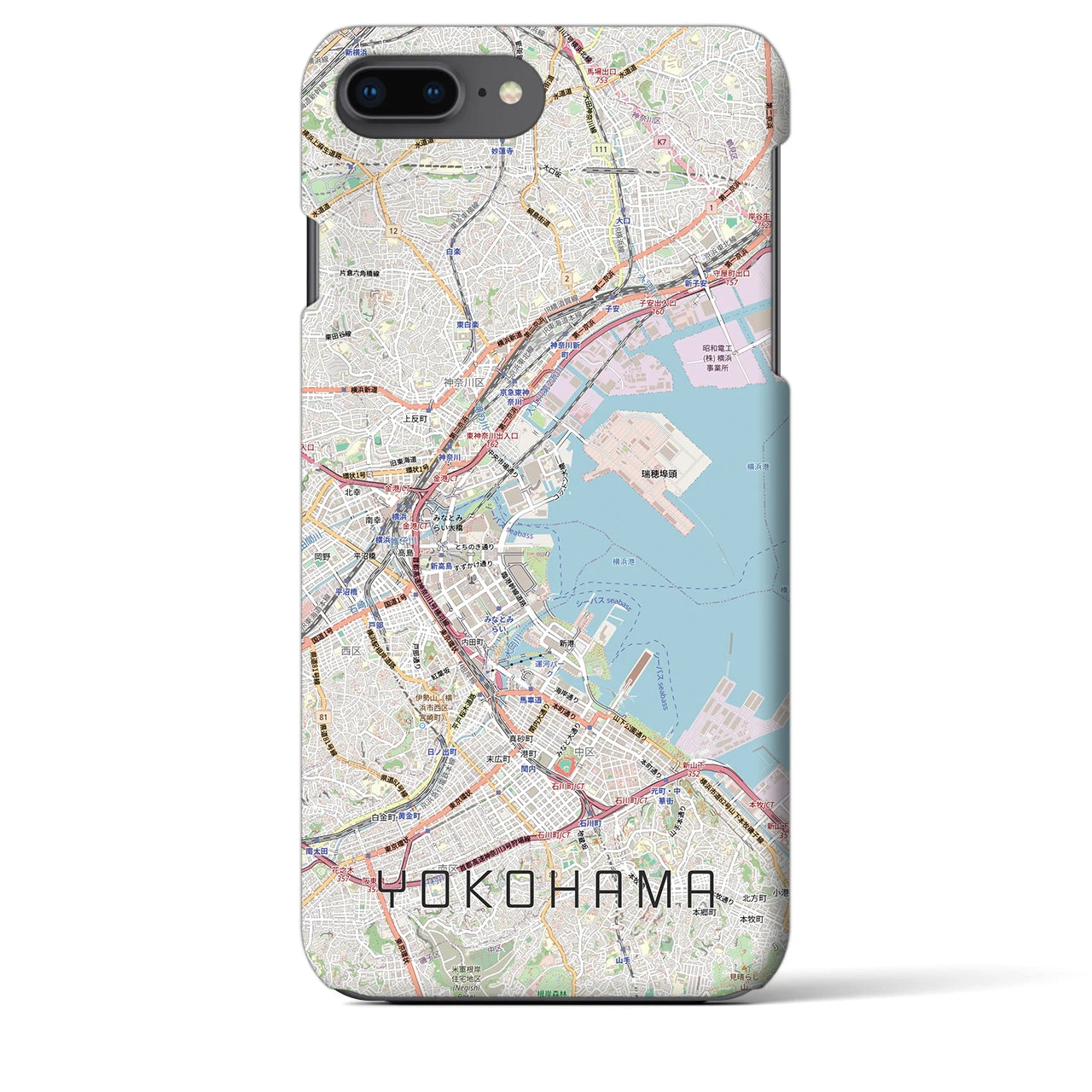 【横浜3(神奈川県)】地図柄iPhoneケース(バックカバータイプ)