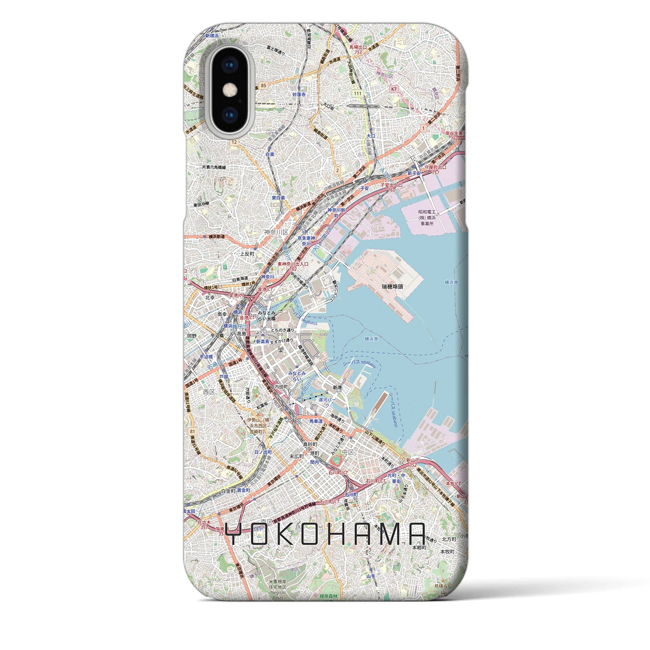 【横浜3(神奈川県)】地図柄iPhoneケース(バックカバータイプ)
