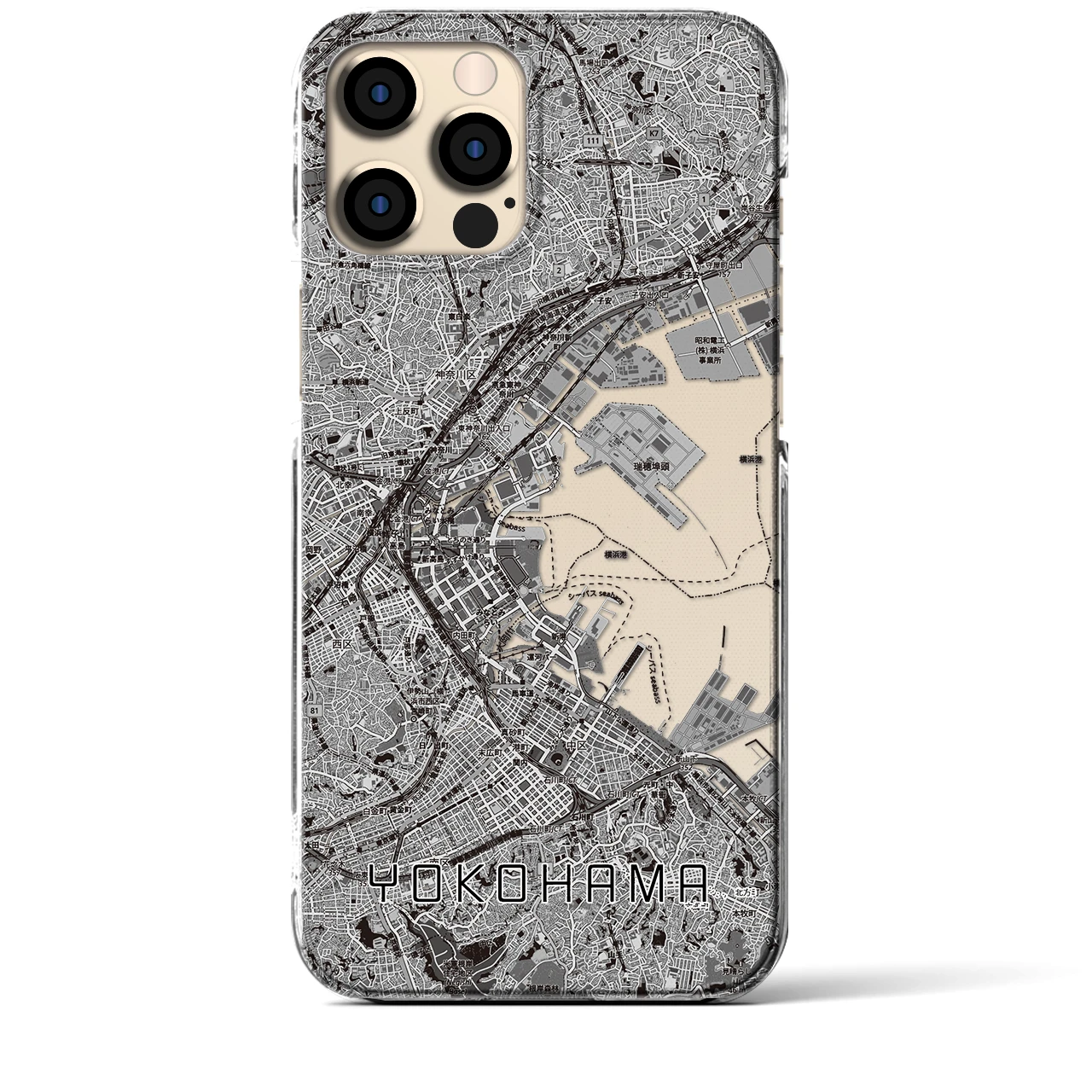 【横浜3(神奈川県)】地図柄iPhoneケース(クリアタイプ)