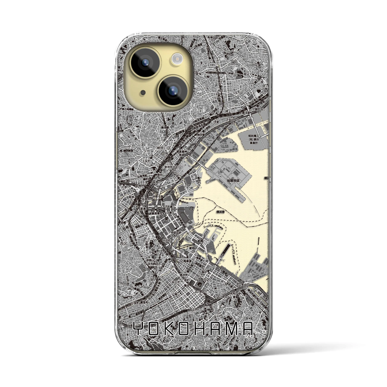 【横浜3(神奈川県)】地図柄iPhoneケース(クリアタイプ)