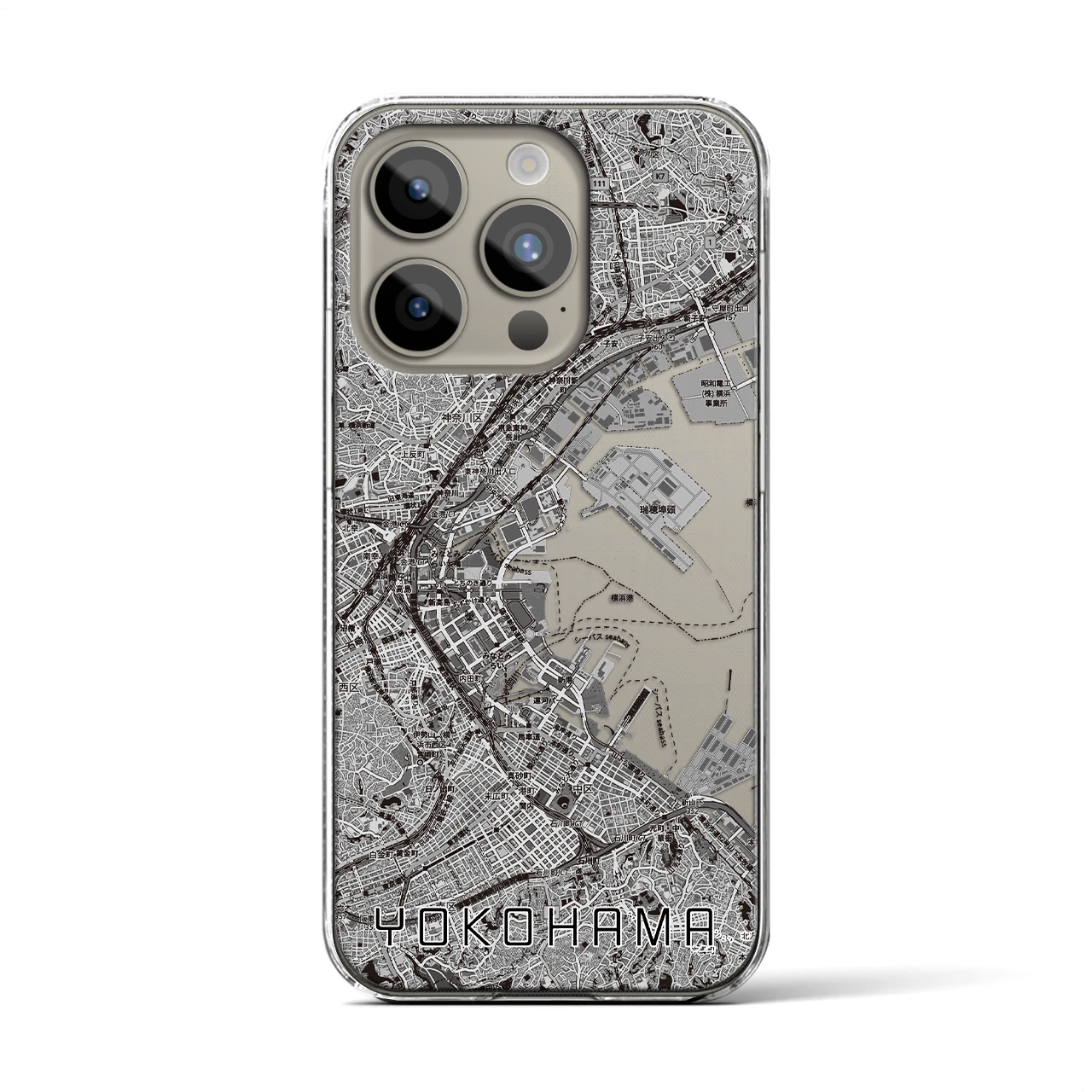 【横浜3(神奈川県)】地図柄iPhoneケース(クリアタイプ)