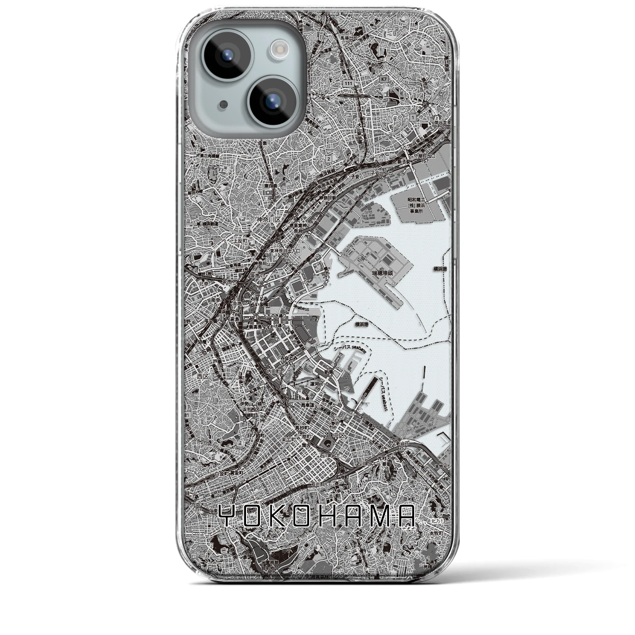 【横浜3(神奈川県)】地図柄iPhoneケース(クリアタイプ)