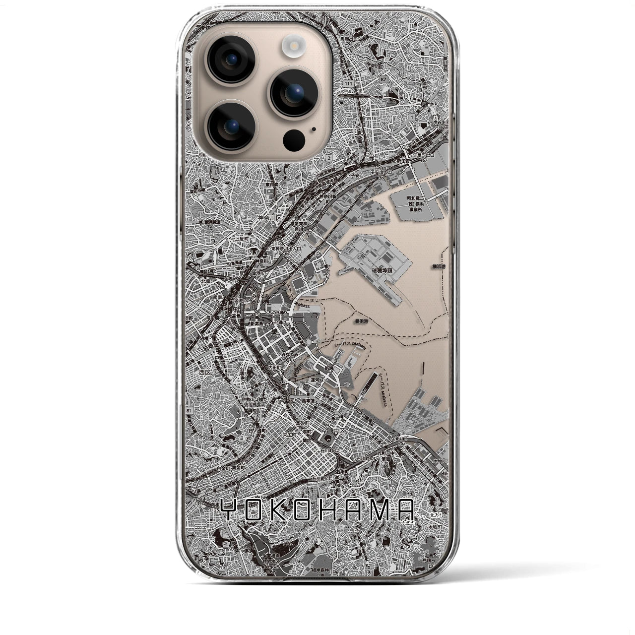 【横浜3(神奈川県)】地図柄iPhoneケース(クリアタイプ)