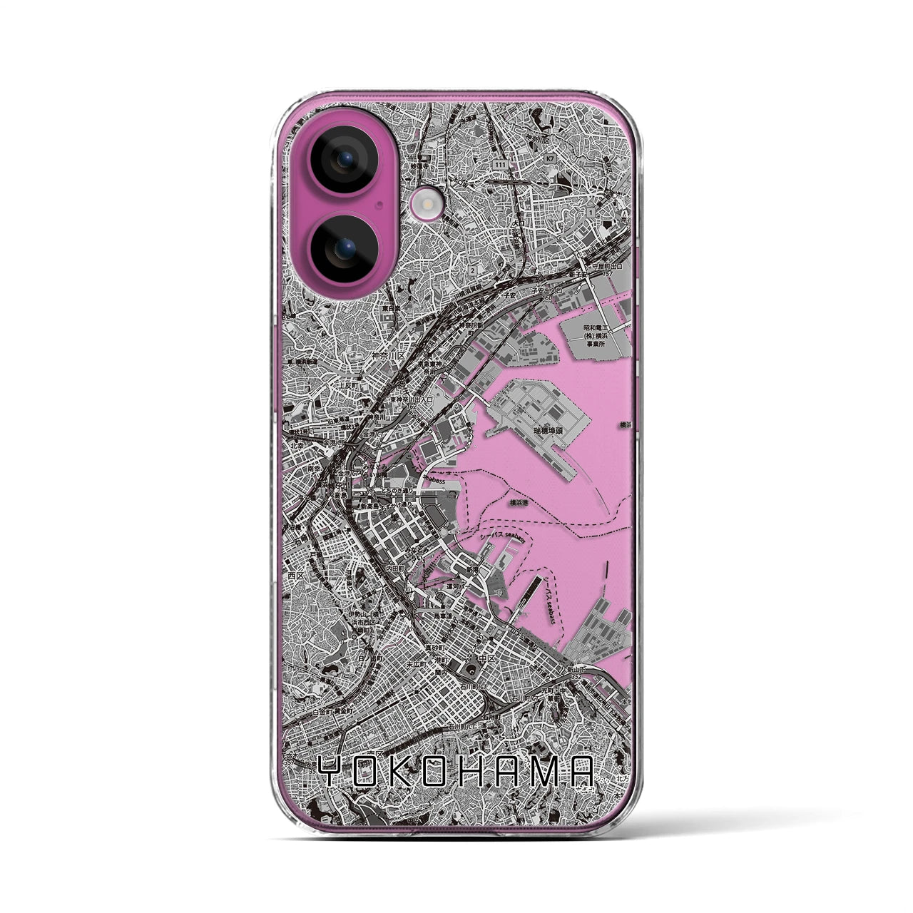 【横浜3(神奈川県)】地図柄iPhoneケース(クリアタイプ)