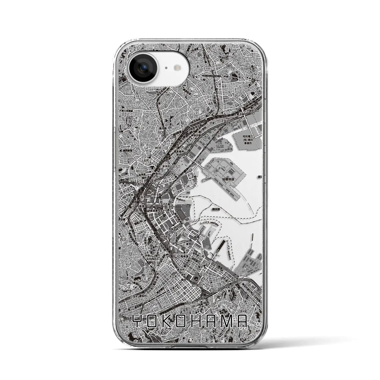 【横浜3(神奈川県)】地図柄iPhoneケース(クリアタイプ)