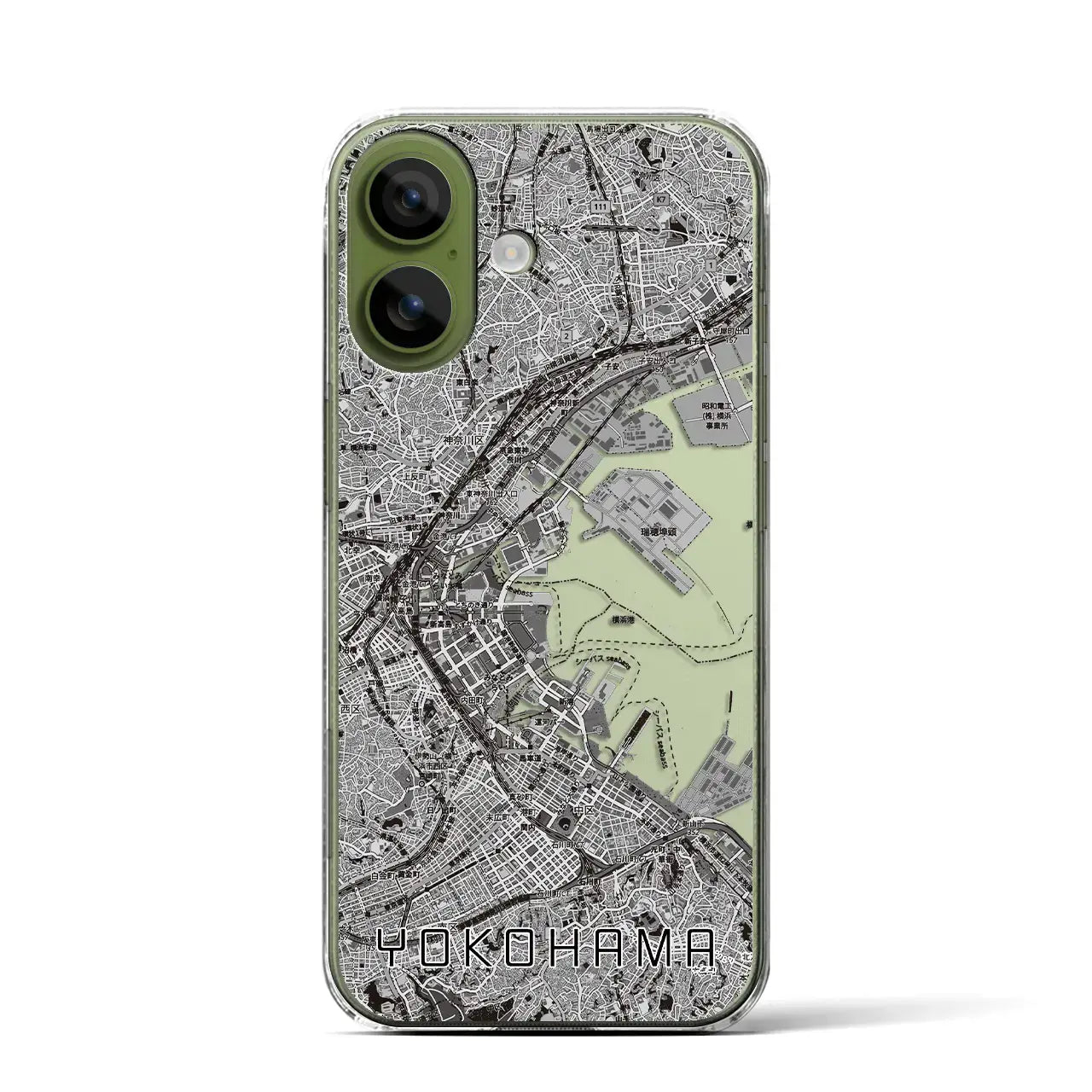 【横浜3(神奈川県)】地図柄iPhoneケース(クリアタイプ)モノトーン・iPhone 17 Pro Max 用