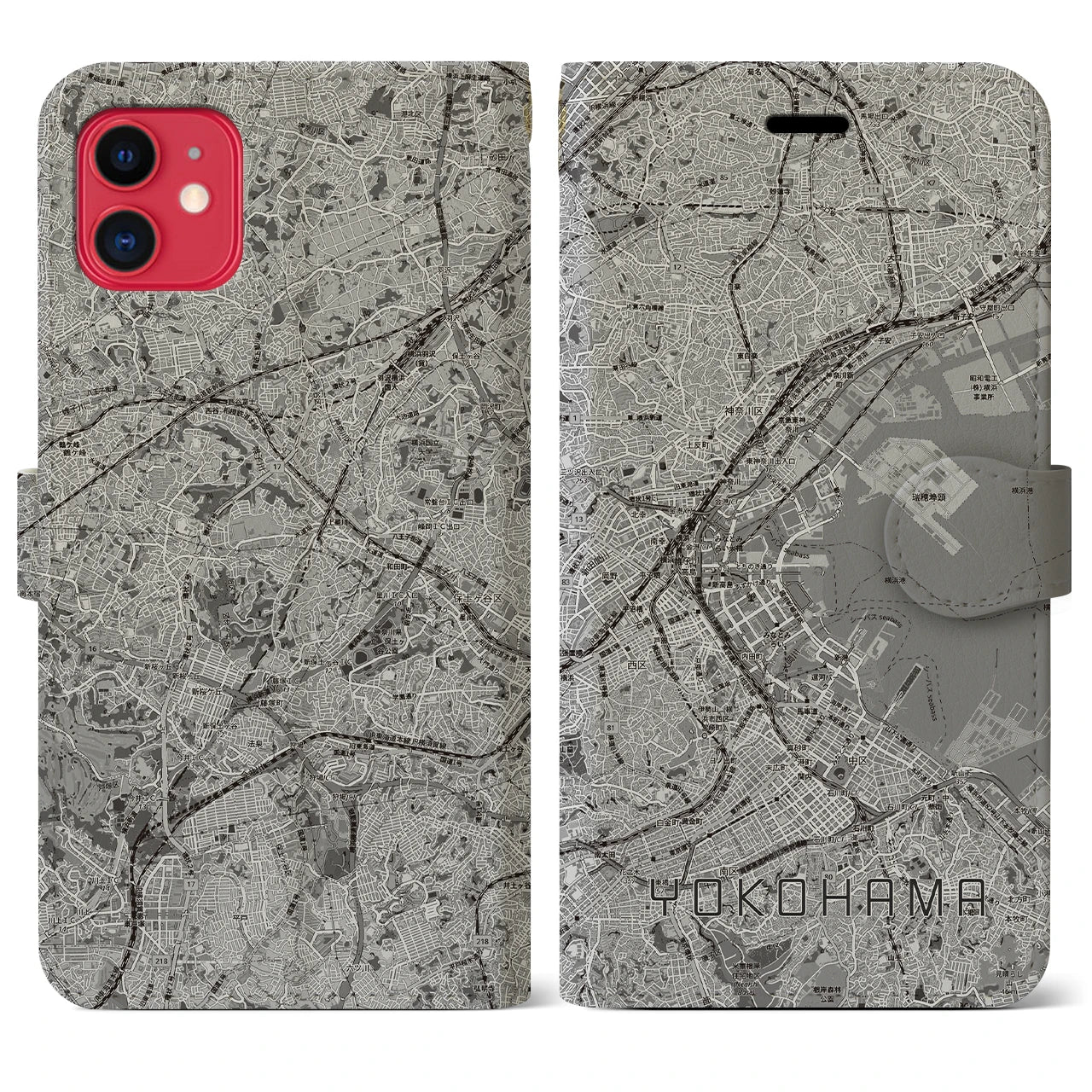 【横浜3(神奈川県)】地図柄iPhoneケース(手帳タイプ)