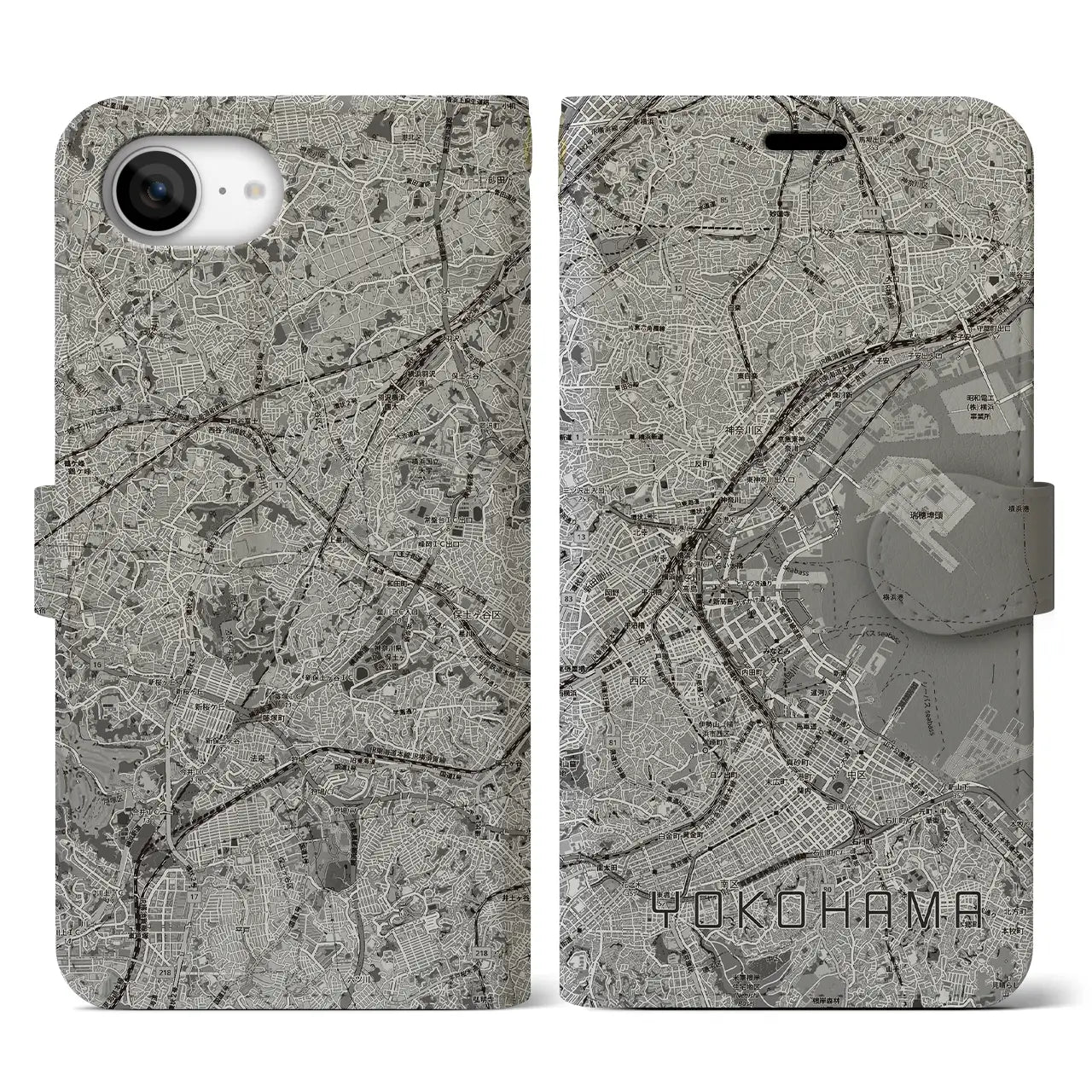 【横浜3(神奈川県)】地図柄iPhoneケース(手帳タイプ)