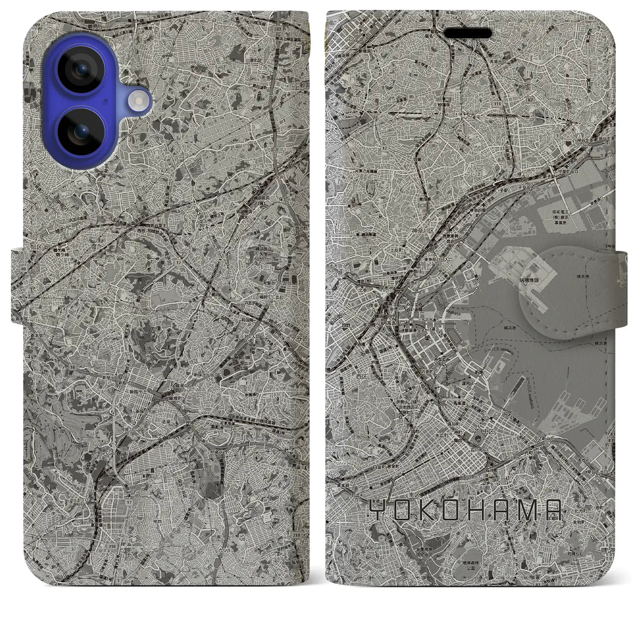 【横浜3(神奈川県)】地図柄iPhoneケース(手帳タイプ)
