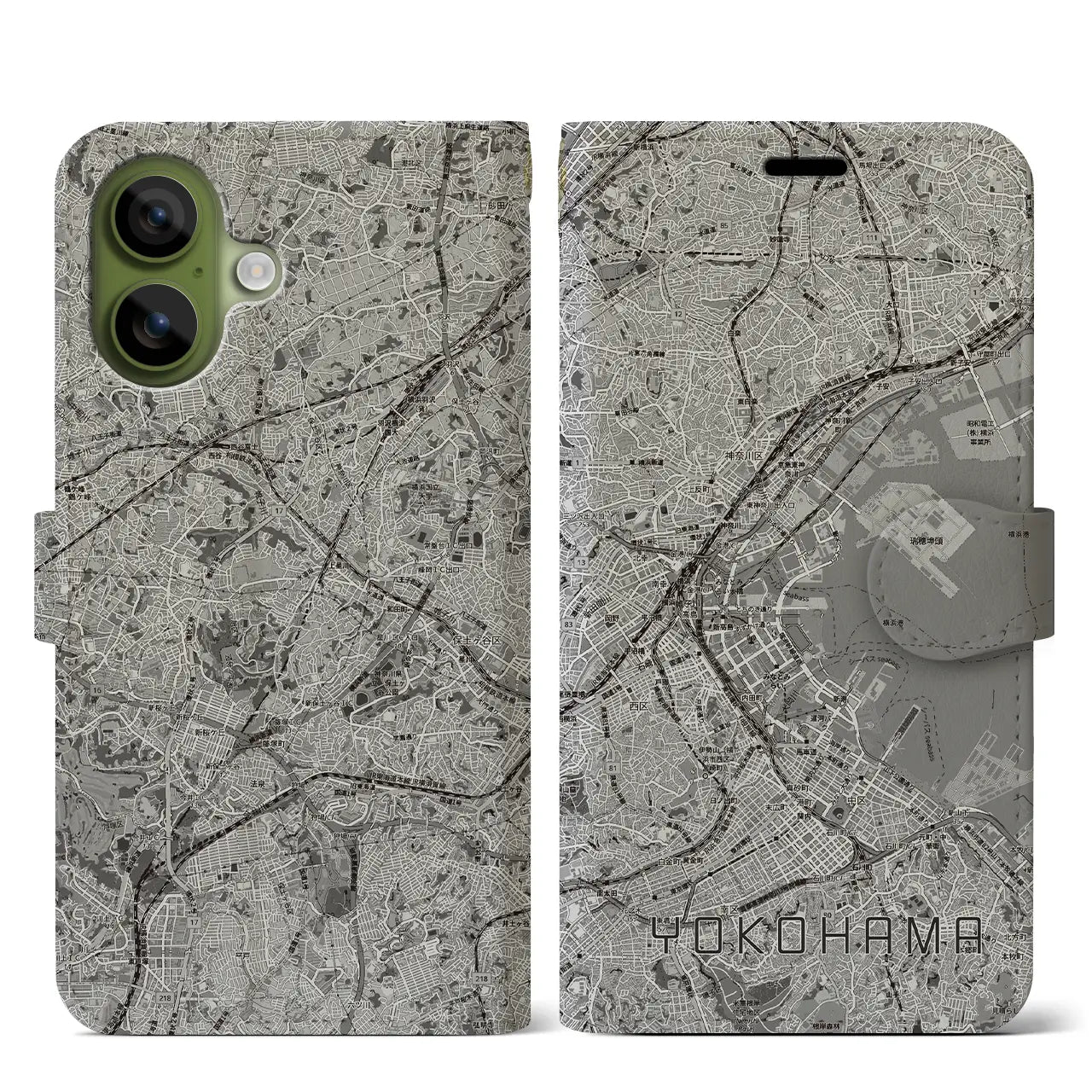 【横浜3(神奈川県)】地図柄iPhoneケース(手帳タイプ)