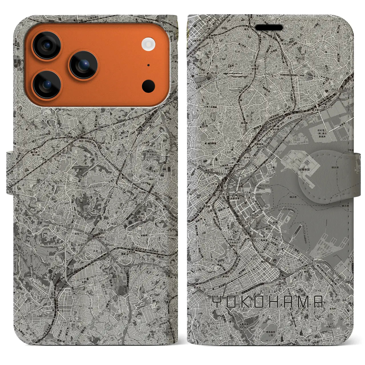 【横浜3(神奈川県)】地図柄iPhoneケース(手帳タイプ)