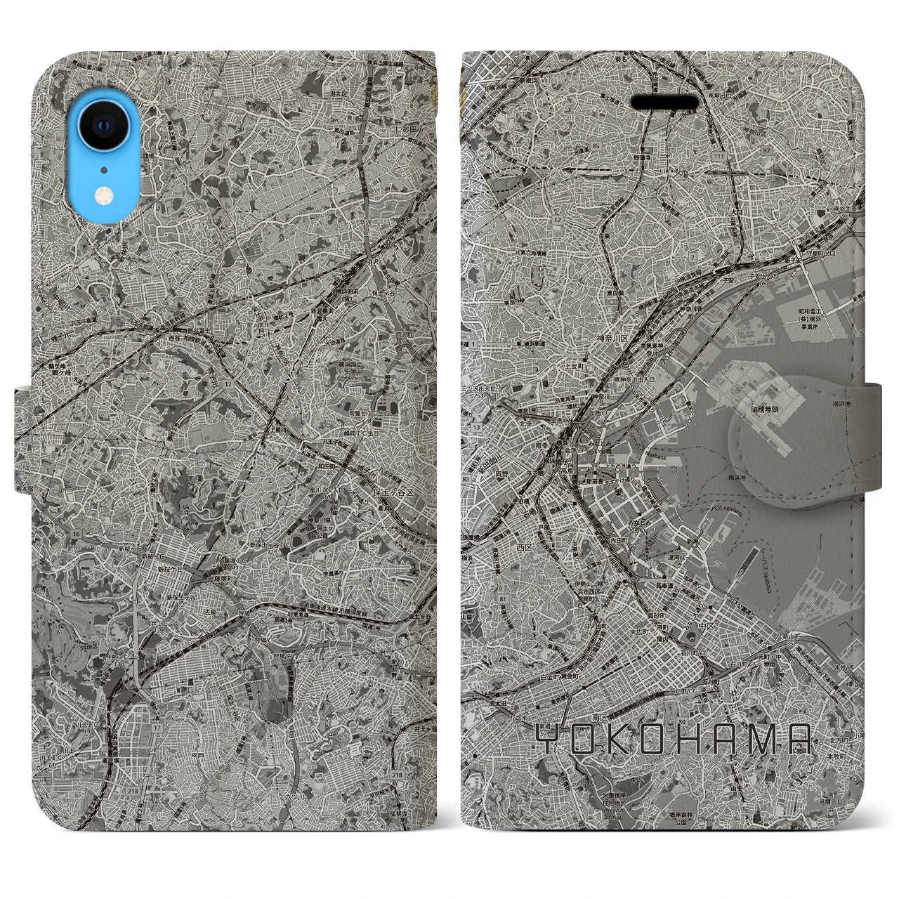 【横浜3(神奈川県)】地図柄iPhoneケース(手帳タイプ)