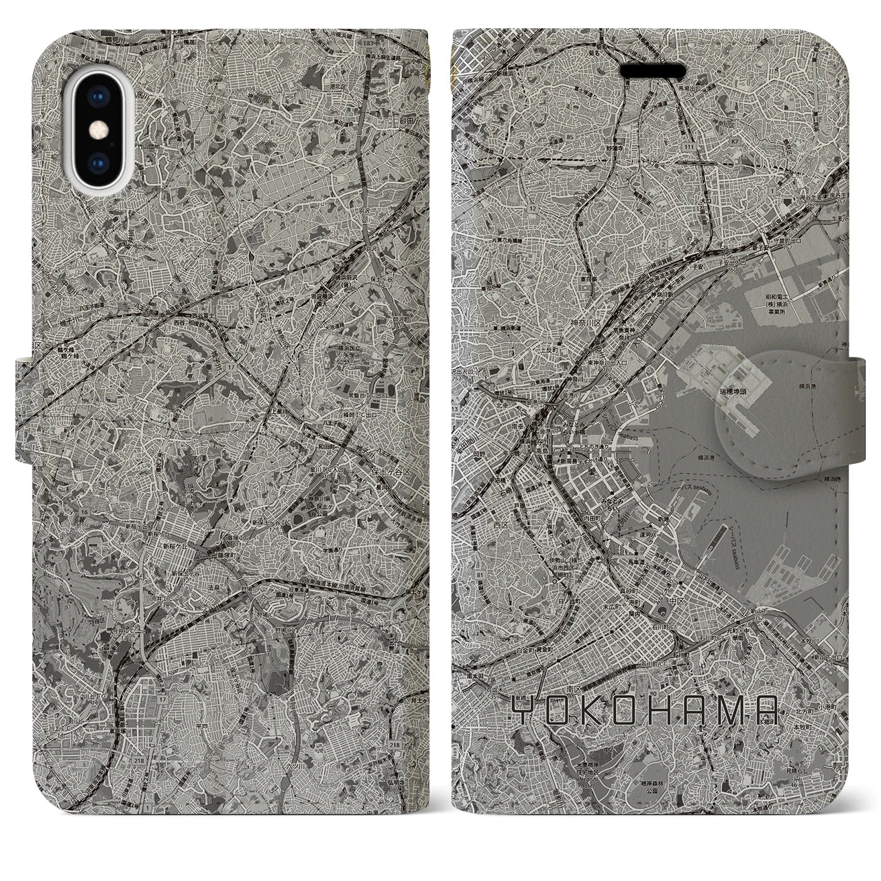 【横浜3(神奈川県)】地図柄iPhoneケース(手帳タイプ)