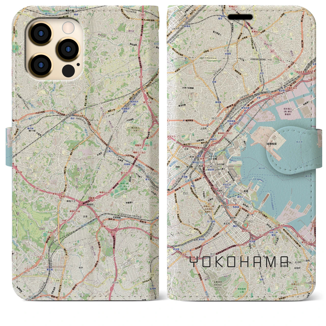 【横浜3(神奈川県)】地図柄iPhoneケース(手帳タイプ)