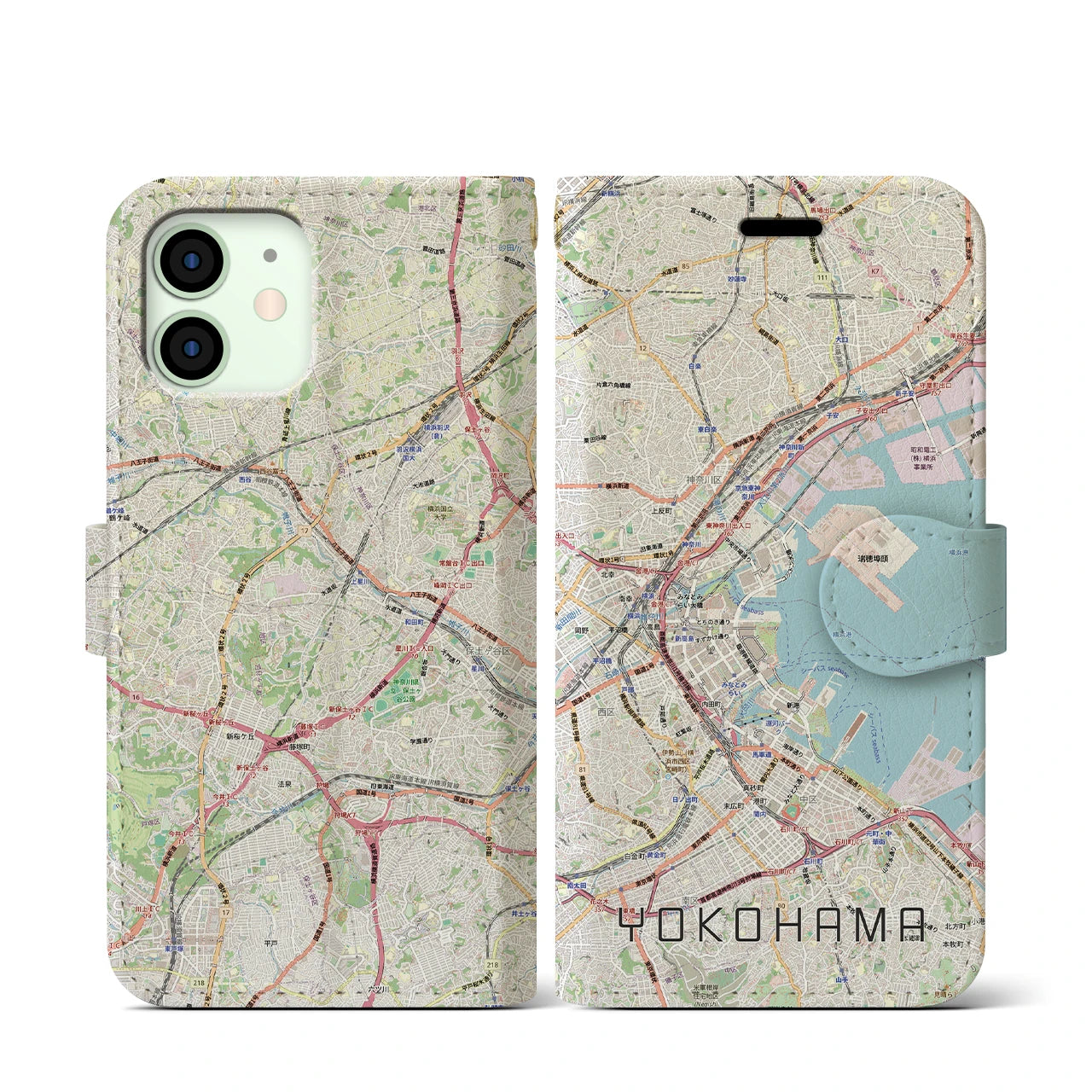 【横浜3(神奈川県)】地図柄iPhoneケース(手帳タイプ)