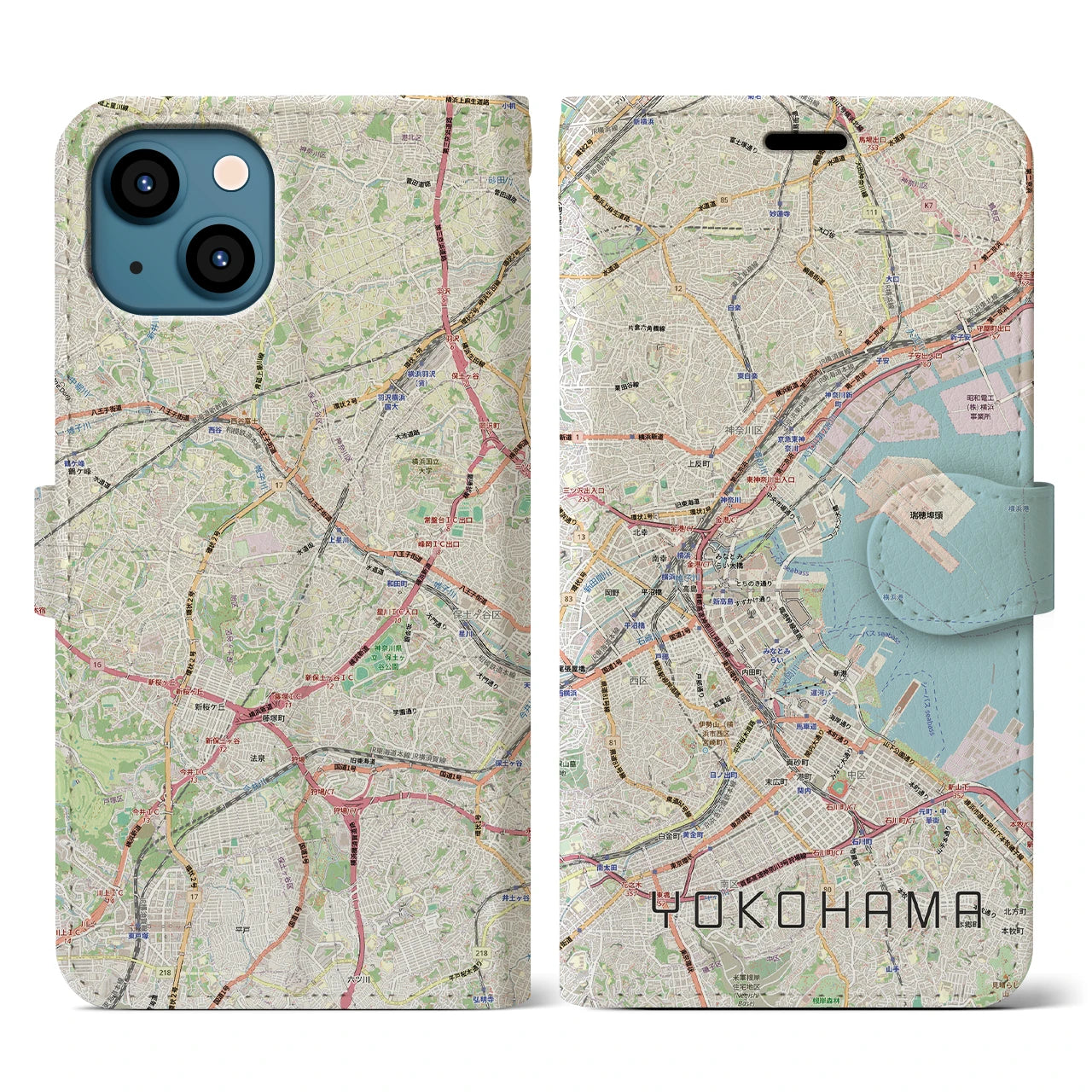 【横浜3(神奈川県)】地図柄iPhoneケース(手帳タイプ)