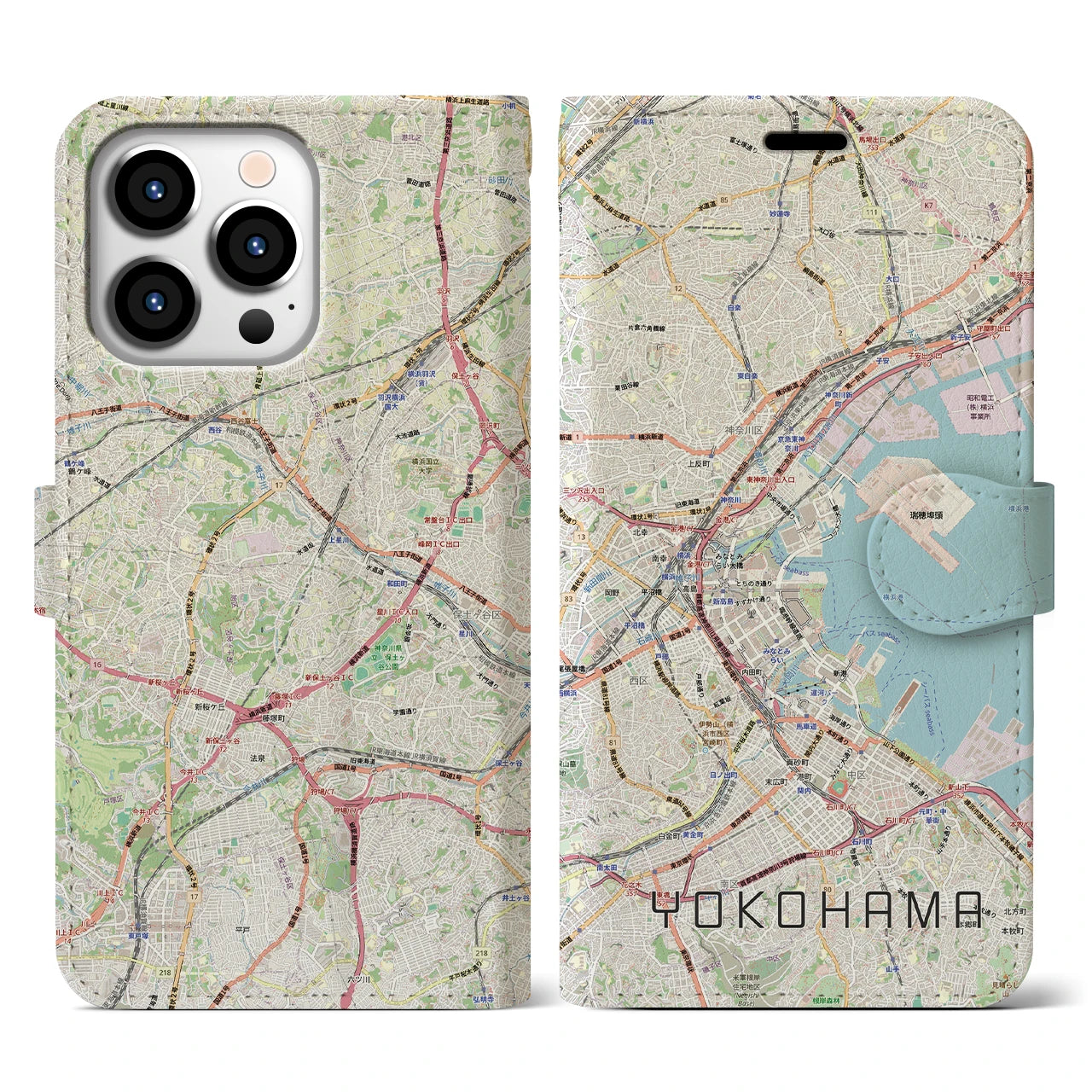 【横浜3(神奈川県)】地図柄iPhoneケース(手帳タイプ)