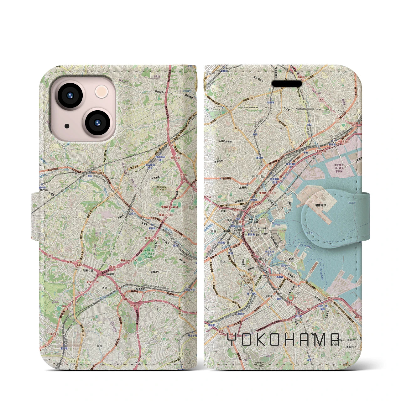【横浜3(神奈川県)】地図柄iPhoneケース(手帳タイプ)