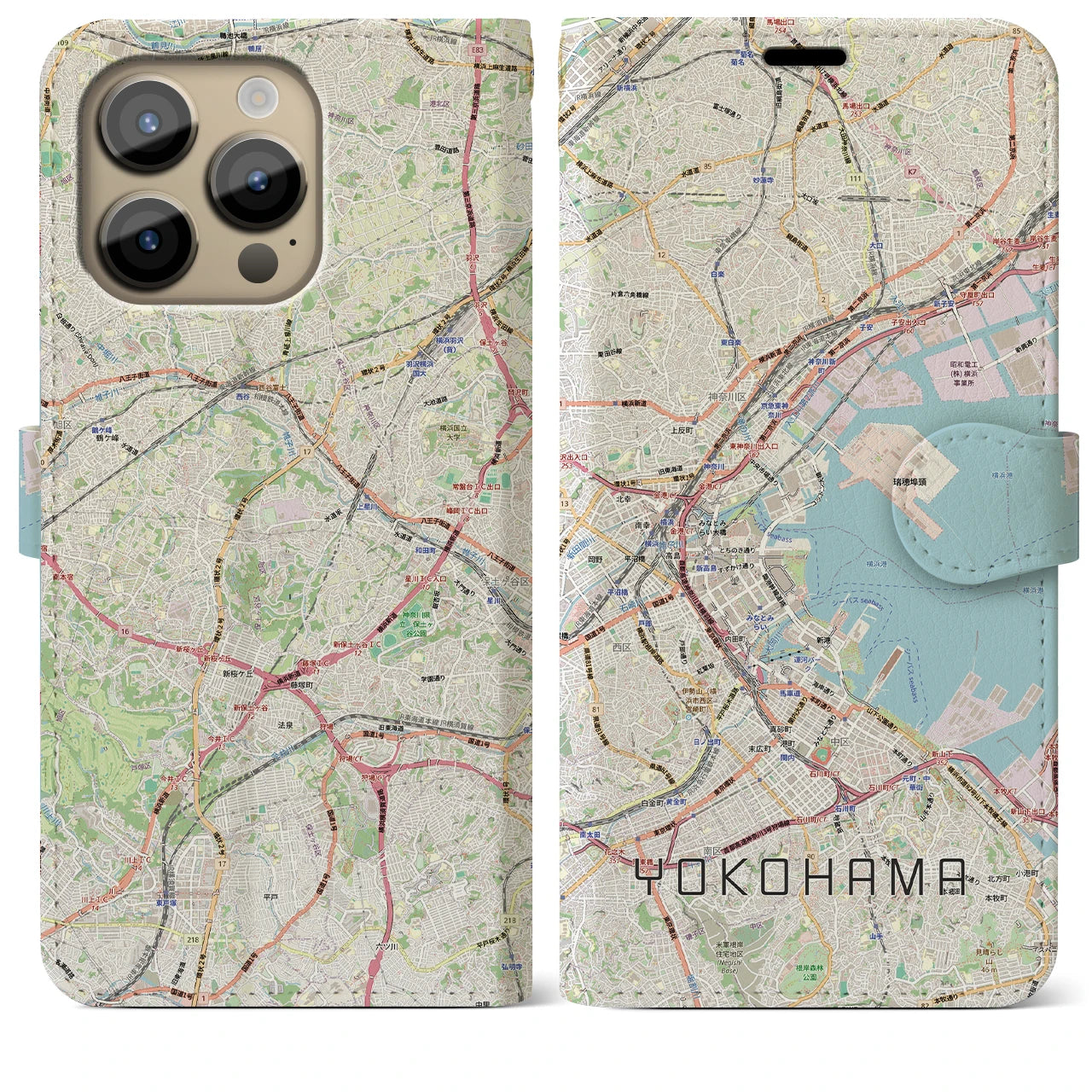 【横浜3(神奈川県)】地図柄iPhoneケース(手帳タイプ)