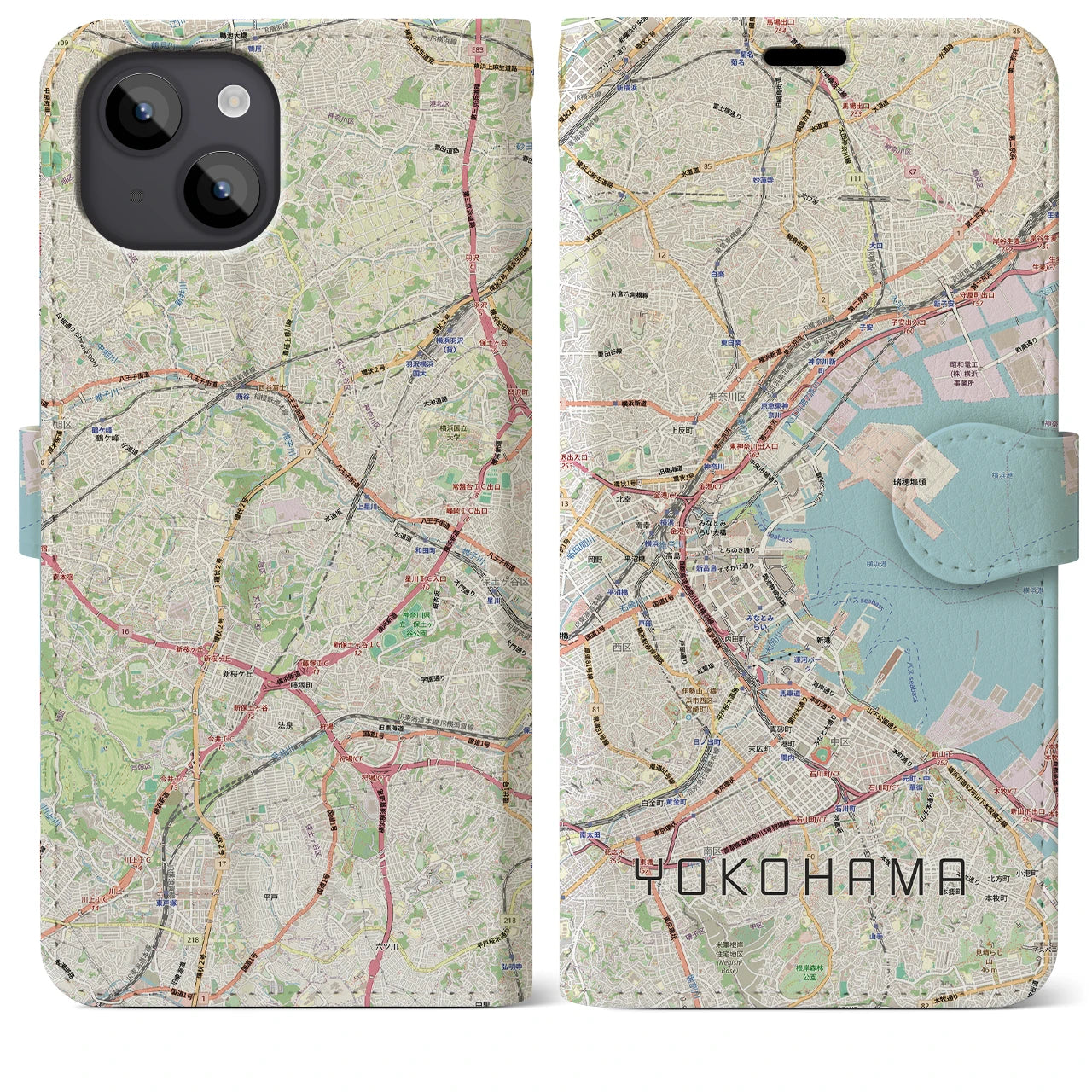 【横浜3(神奈川県)】地図柄iPhoneケース(手帳タイプ)