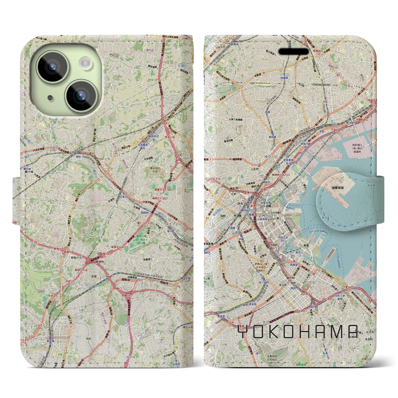 【横浜3(神奈川県)】地図柄iPhoneケース(手帳タイプ)