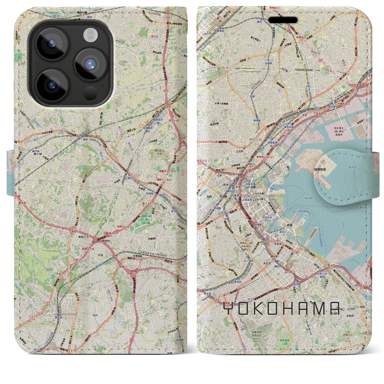 【横浜3(神奈川県)】地図柄iPhoneケース(手帳タイプ)