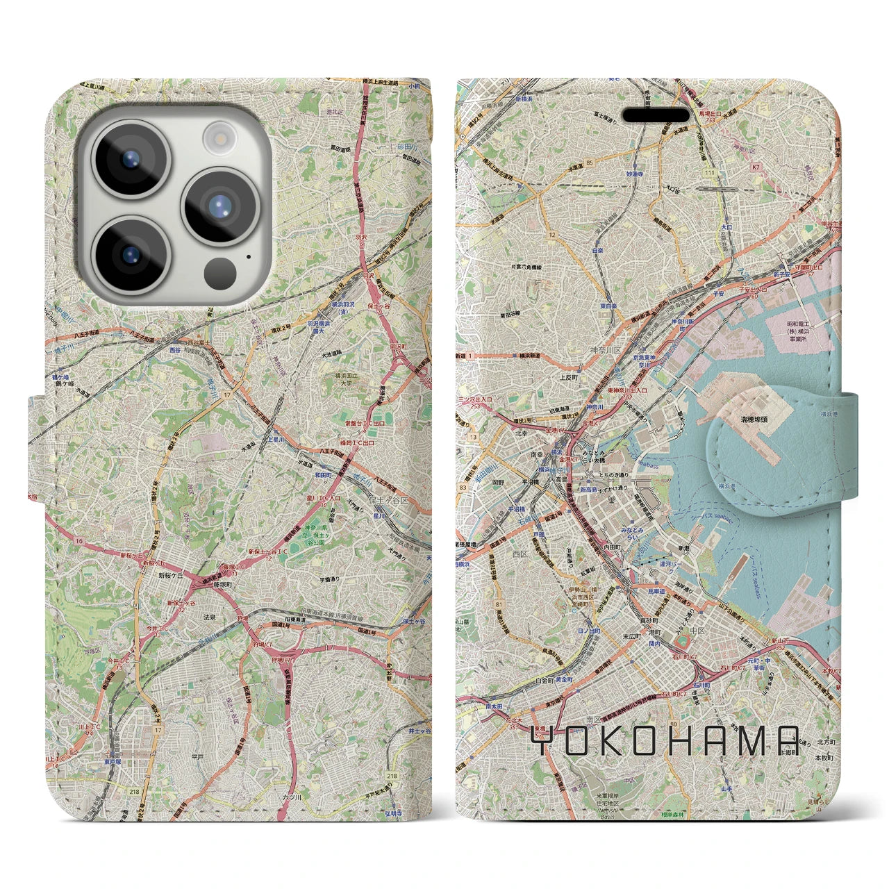 【横浜3(神奈川県)】地図柄iPhoneケース(手帳タイプ)