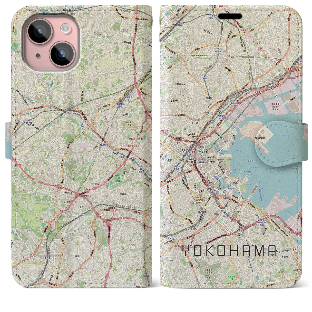 【横浜3(神奈川県)】地図柄iPhoneケース(手帳タイプ)