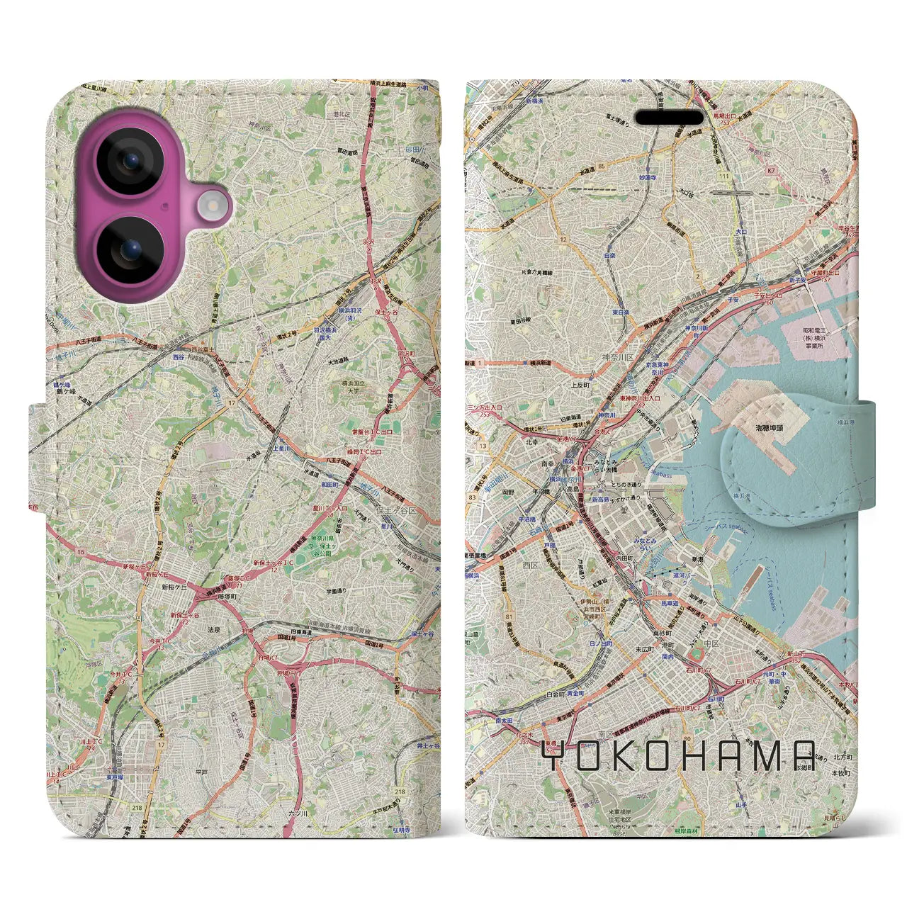 【横浜3(神奈川県)】地図柄iPhoneケース(手帳タイプ)