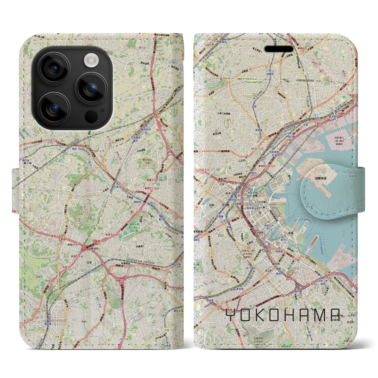 【横浜3(神奈川県)】地図柄iPhoneケース(手帳タイプ)