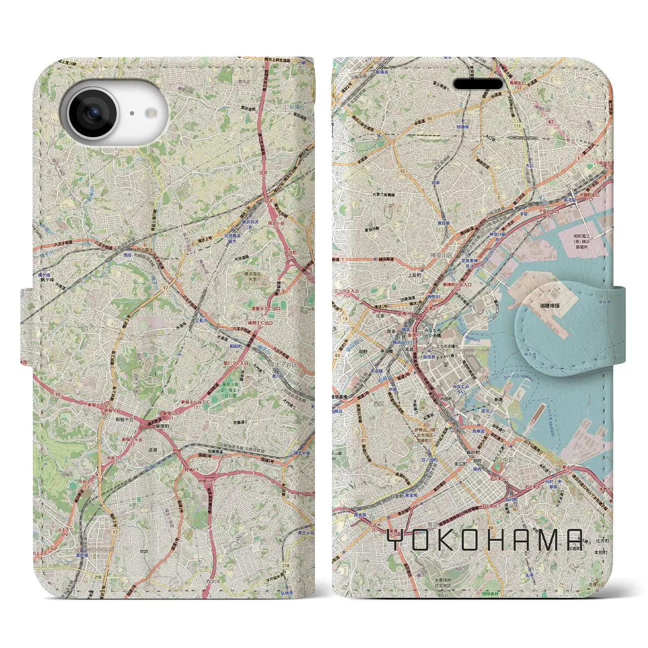 【横浜3(神奈川県)】地図柄iPhoneケース(手帳タイプ)