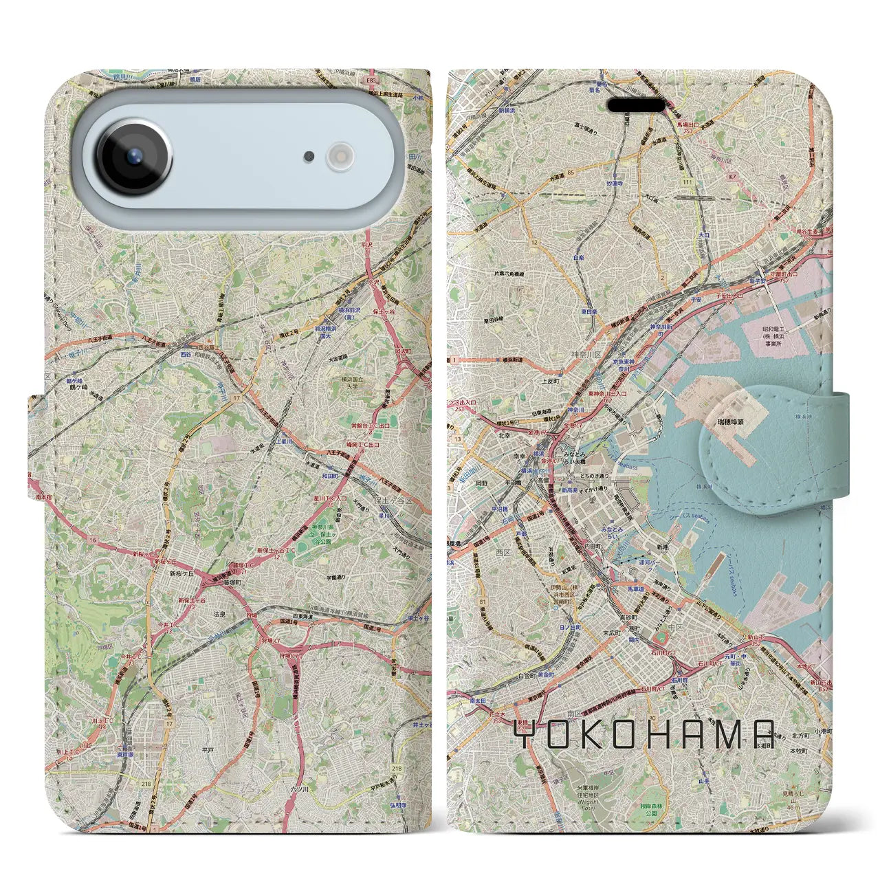 【横浜3(神奈川県)】地図柄iPhoneケース(手帳タイプ)