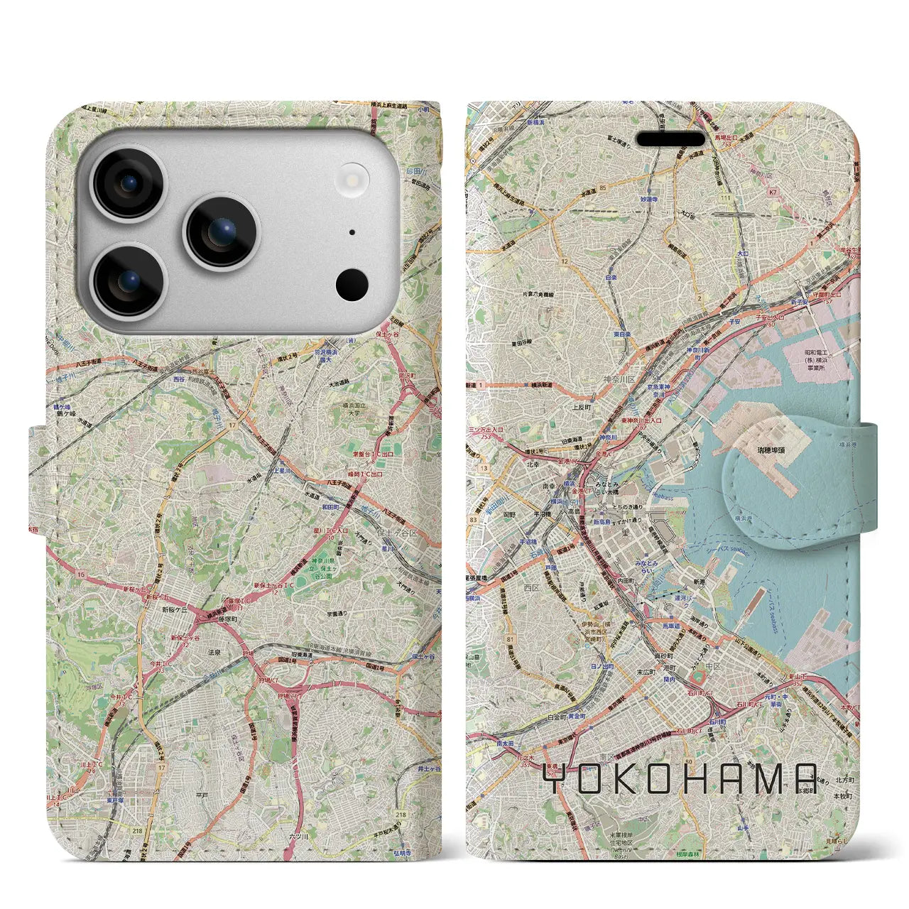 【横浜3(神奈川県)】地図柄iPhoneケース(手帳タイプ)