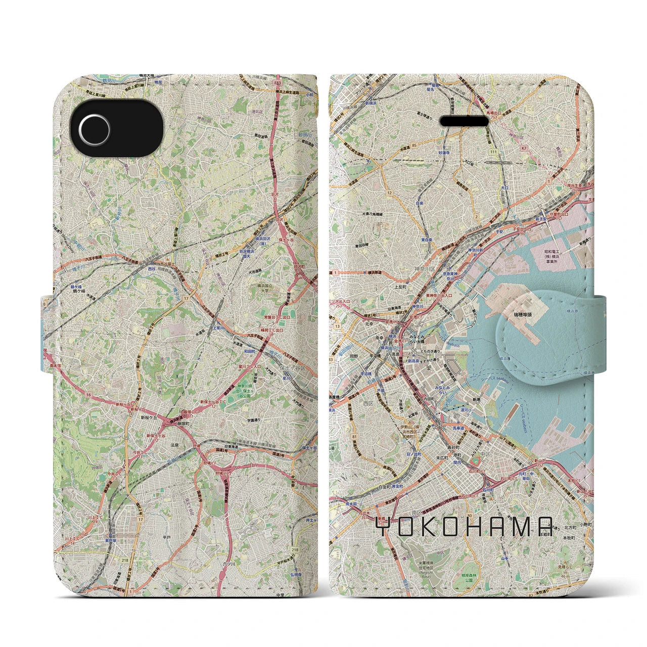 【横浜3(神奈川県)】地図柄iPhoneケース(手帳タイプ)