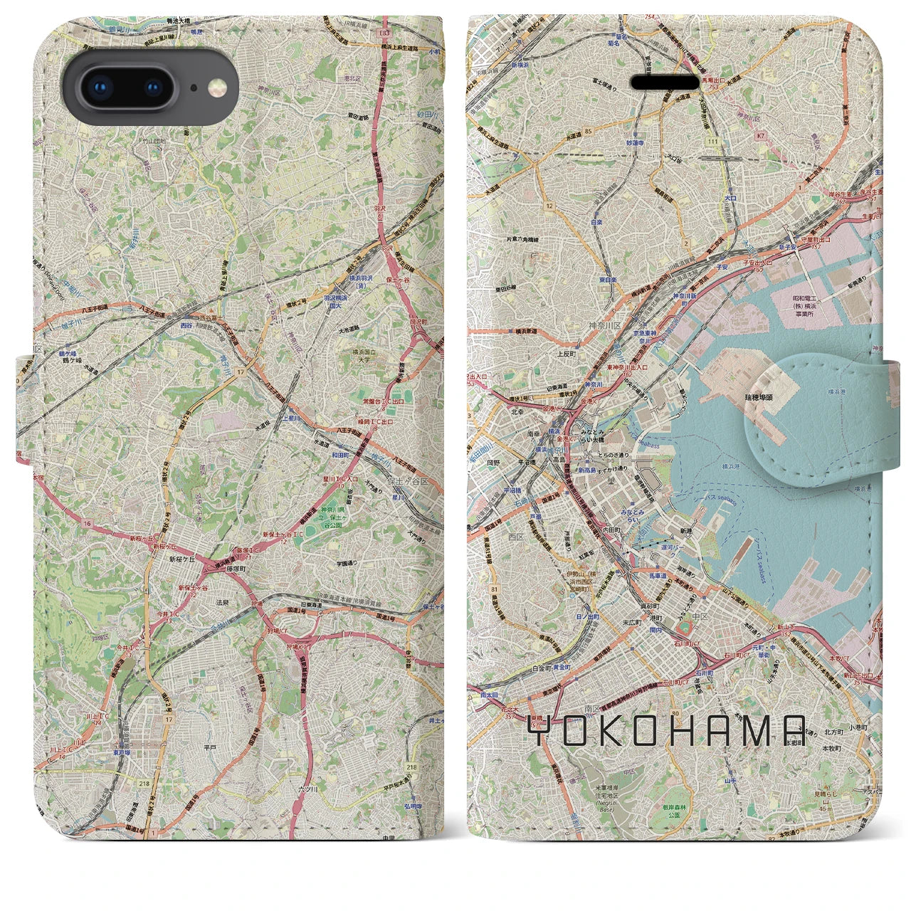 【横浜3(神奈川県)】地図柄iPhoneケース(手帳タイプ)