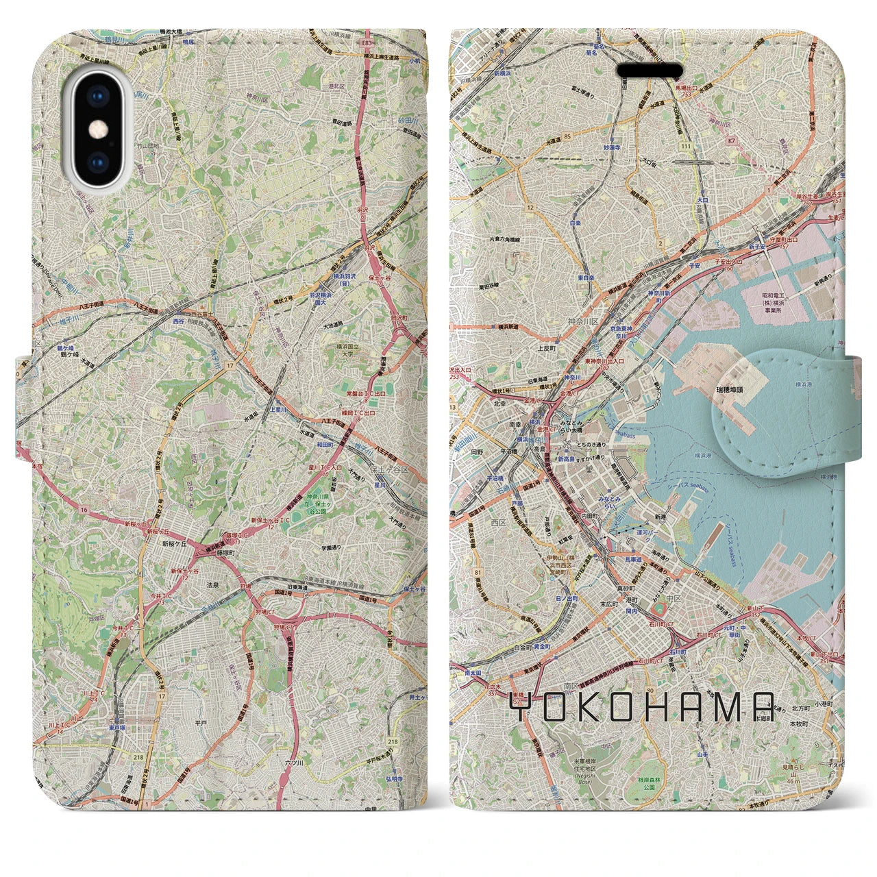 【横浜3(神奈川県)】地図柄iPhoneケース(手帳タイプ)