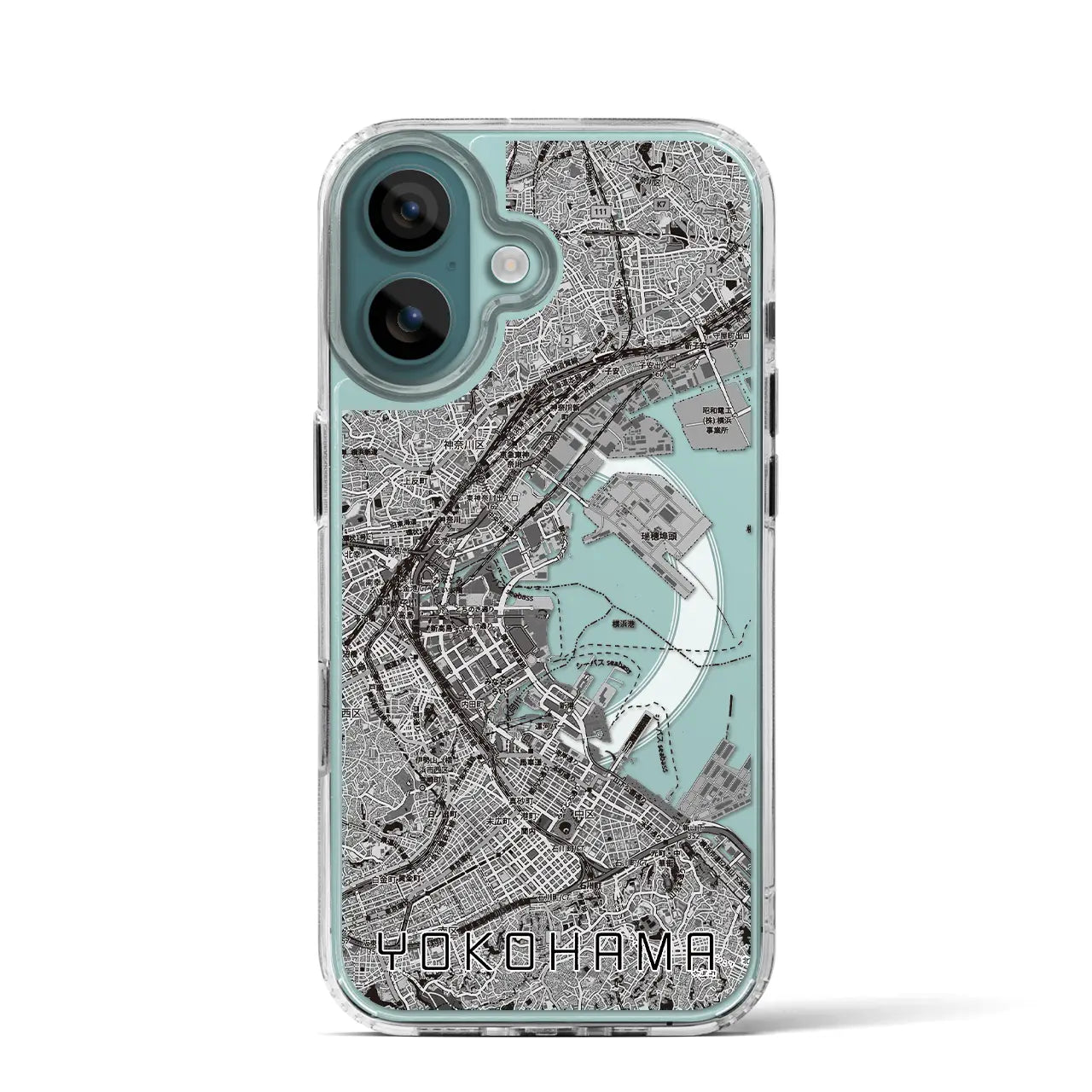 【横浜3(神奈川県)】地図柄iPhoneケース(MagSafeタイプ)モノトーン・iPhone 16 Pro 用