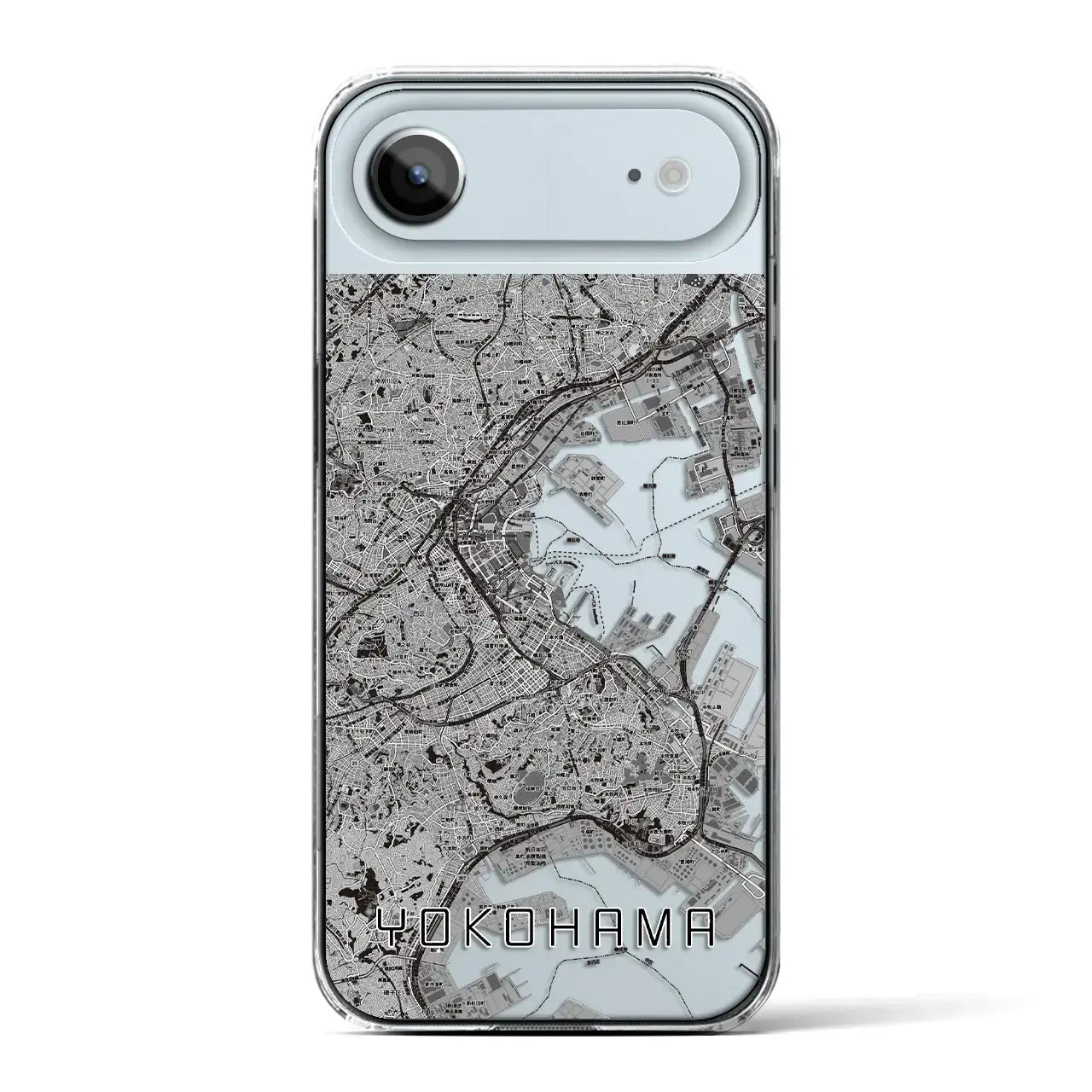 【横浜(神奈川県)】地図柄iPhoneケース(クリアタイプ)モノトーン・iPhone 17 Pro Max 用
