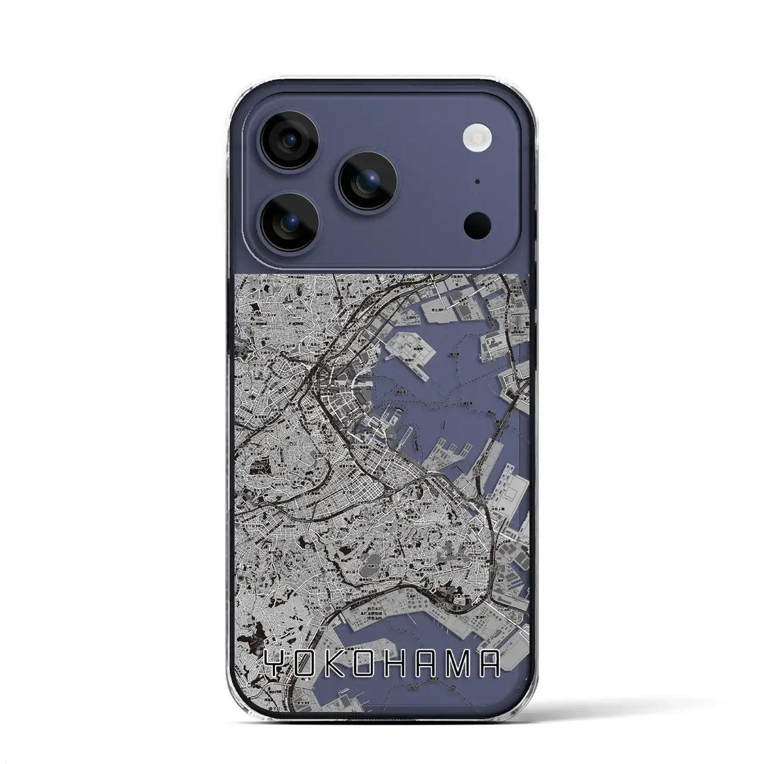 【横浜(神奈川県)】地図柄iPhoneケース(クリアタイプ)モノトーン・iPhone 17 Pro Max 用
