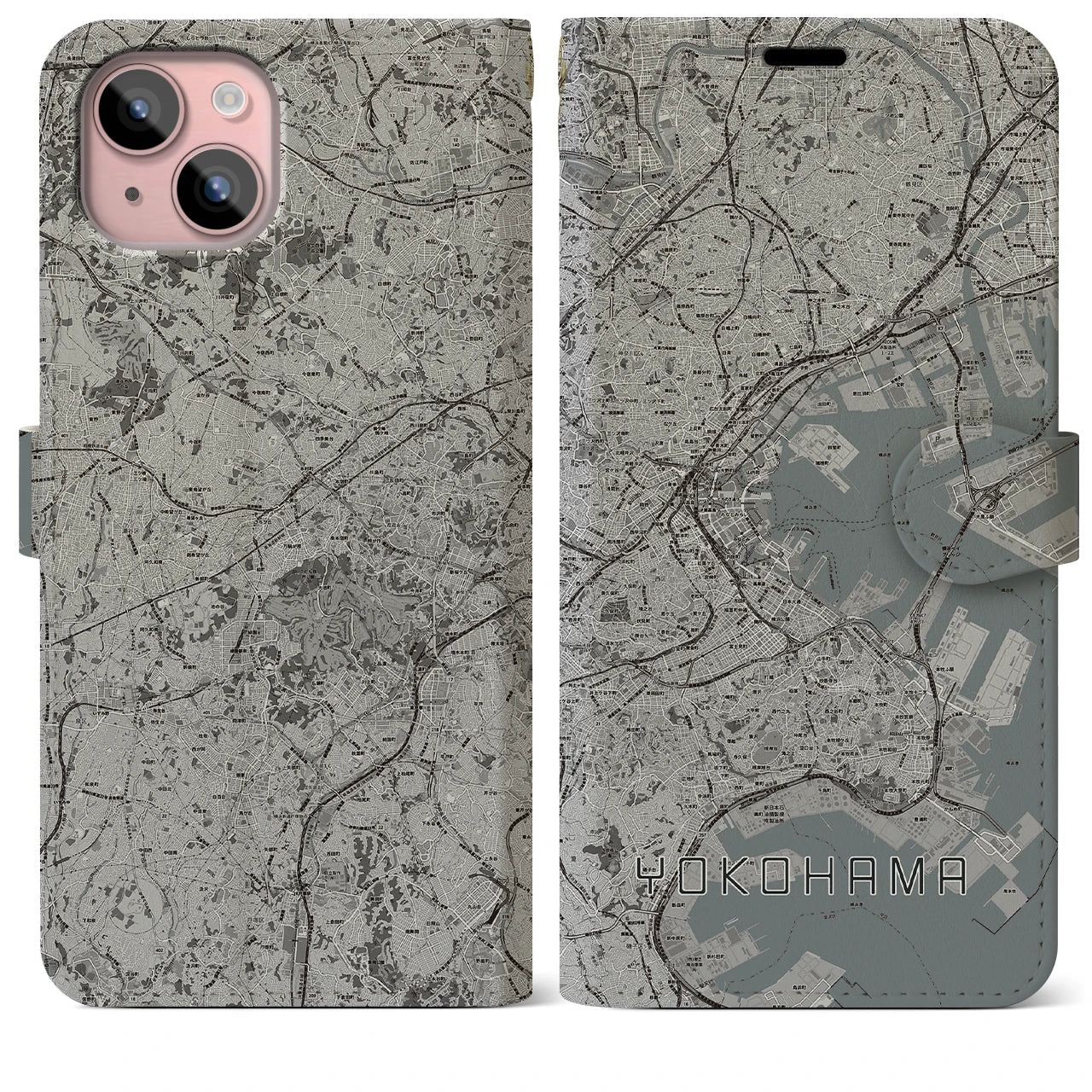【横浜(神奈川県)】地図柄iPhoneケース(手帳タイプ)