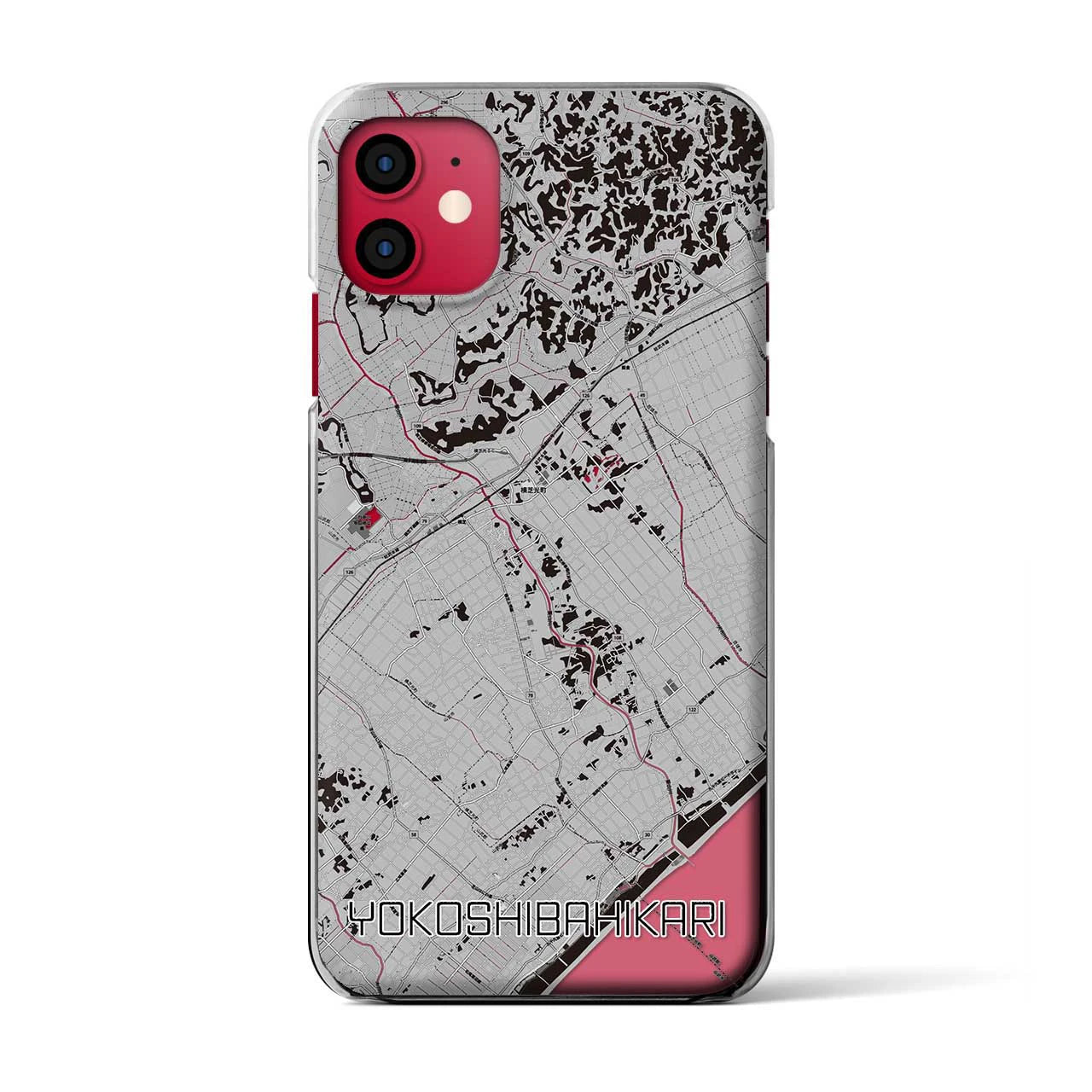 【横芝光(千葉県)】地図柄iPhoneケース(クリアタイプ)モノトーン・iPhone 11 用