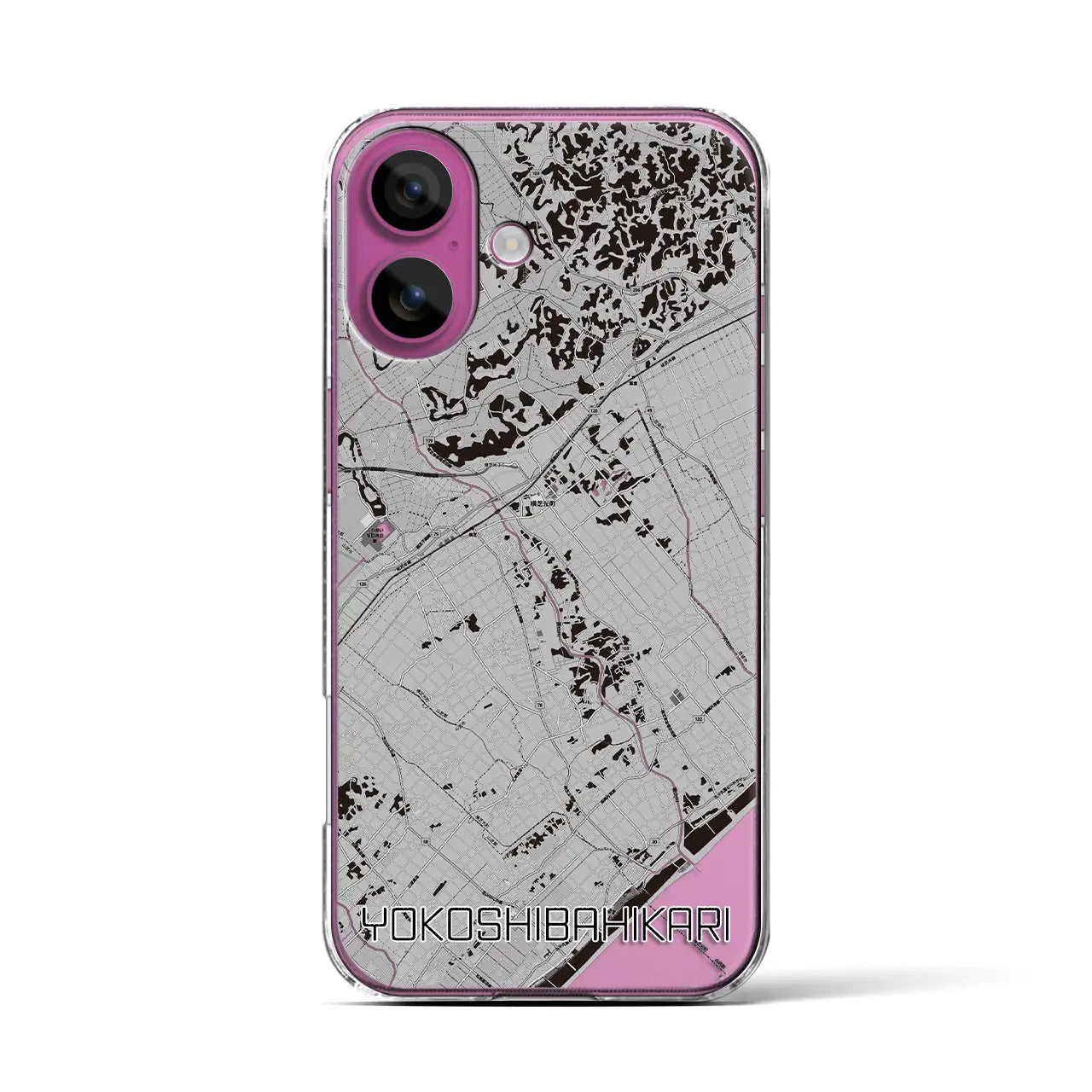 【横芝光(千葉県)】地図柄iPhoneケース(クリアタイプ)モノトーン・iPhone 16 Pro 用