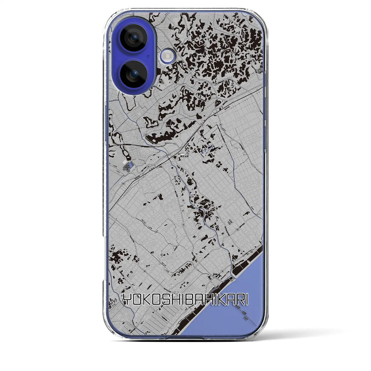 【横芝光(千葉県)】地図柄iPhoneケース(クリアタイプ)モノトーン・iPhone 16 Pro Max 用