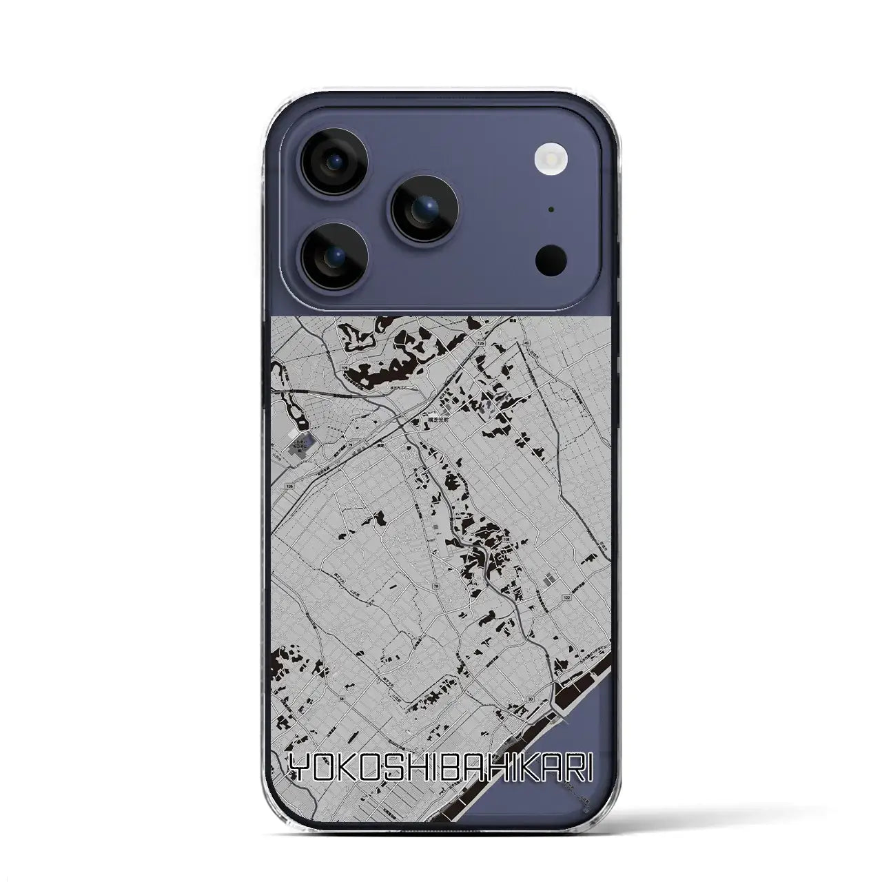 【横芝光(千葉県)】地図柄iPhoneケース(クリアタイプ)モノトーン・iPhone 17 Pro Max 用