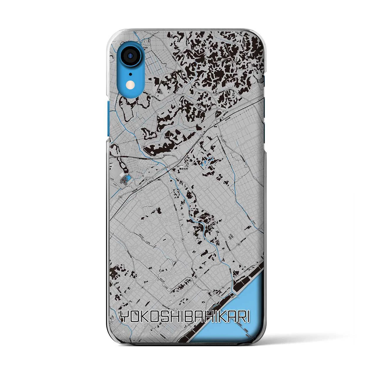 【横芝光(千葉県)】地図柄iPhoneケース(クリアタイプ)モノトーン・iPhone XR 用
