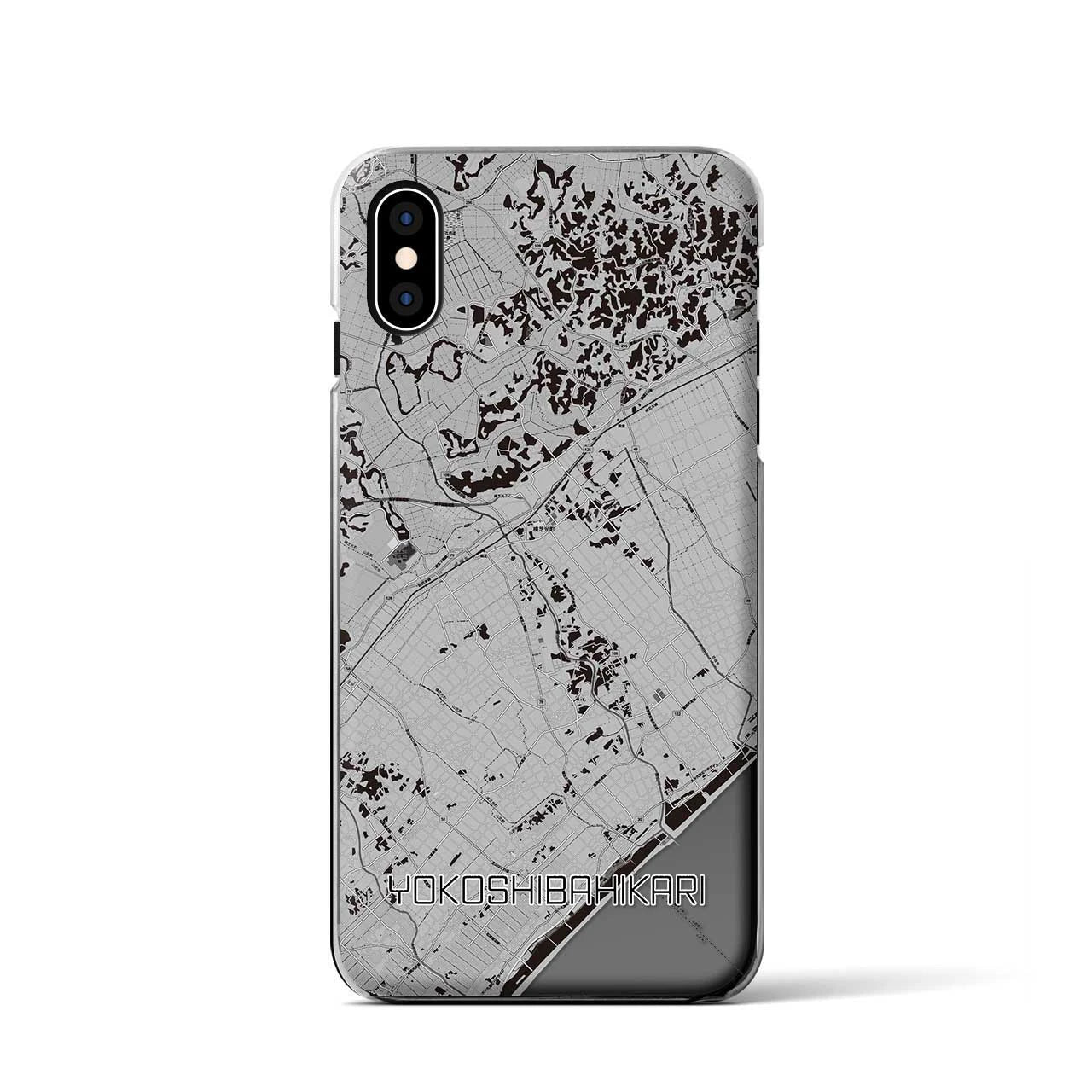 【横芝光(千葉県)】地図柄iPhoneケース(クリアタイプ)モノトーン・iPhone XS / X 用