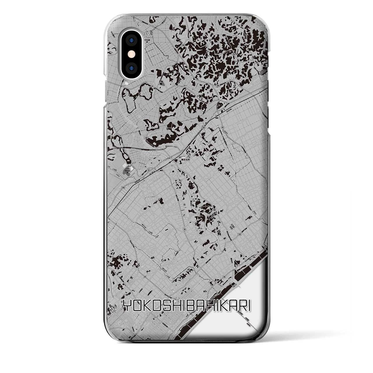 【横芝光(千葉県)】地図柄iPhoneケース(クリアタイプ)モノトーン・iPhone XS Max 用