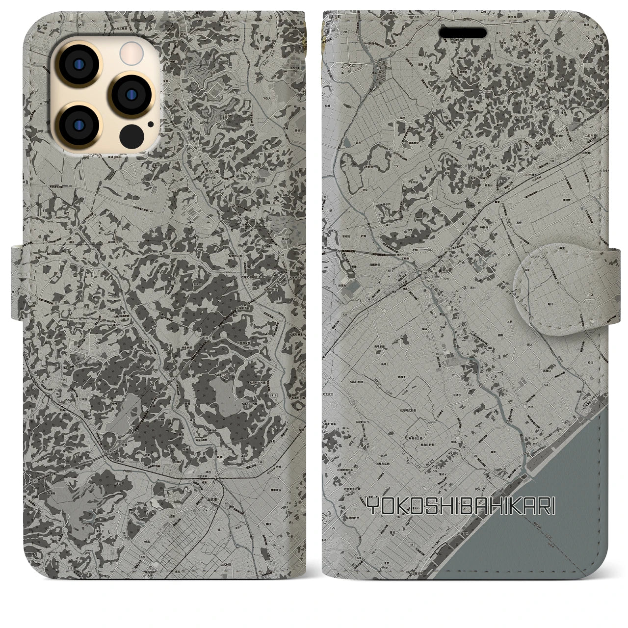 【横芝光(千葉県)】地図柄iPhoneケース(手帳タイプ)