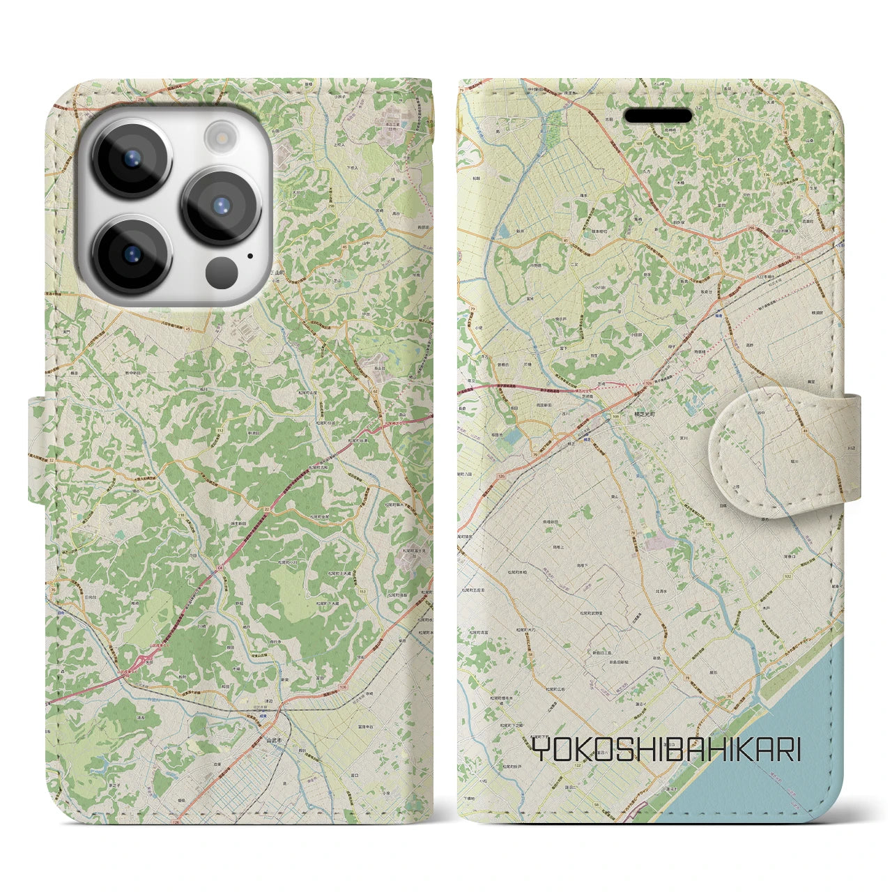 【横芝光(千葉県)】地図柄iPhoneケース(手帳タイプ)